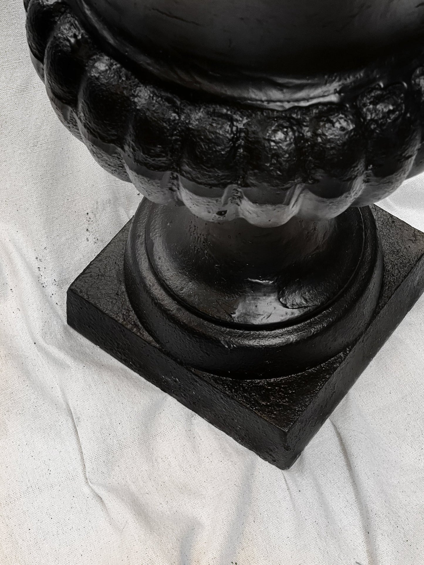 Pair of 29" French Cast Iron Urn Black Planters
