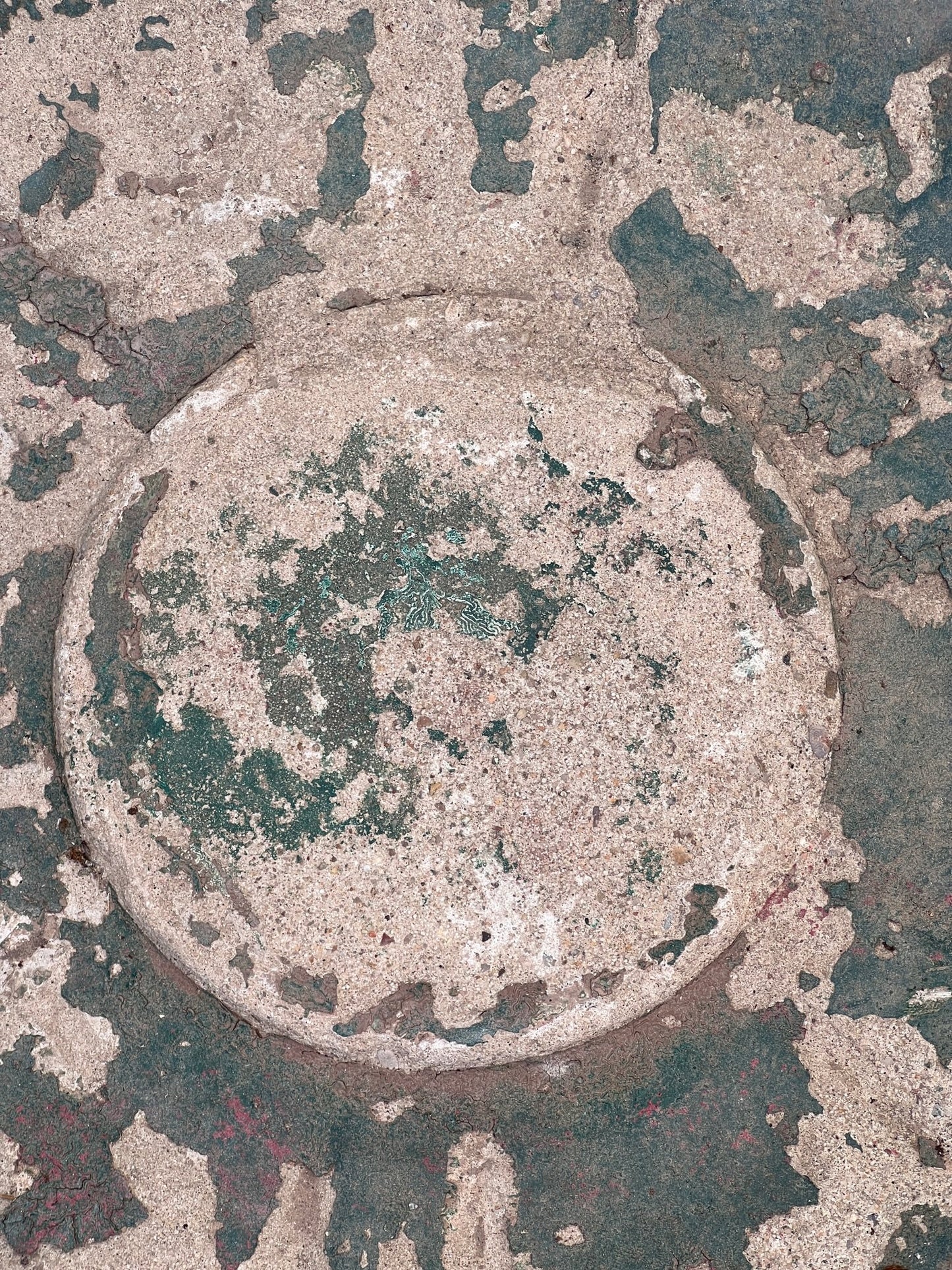 Early 20th Century Painted Concrete Birdbath With Pottery Base