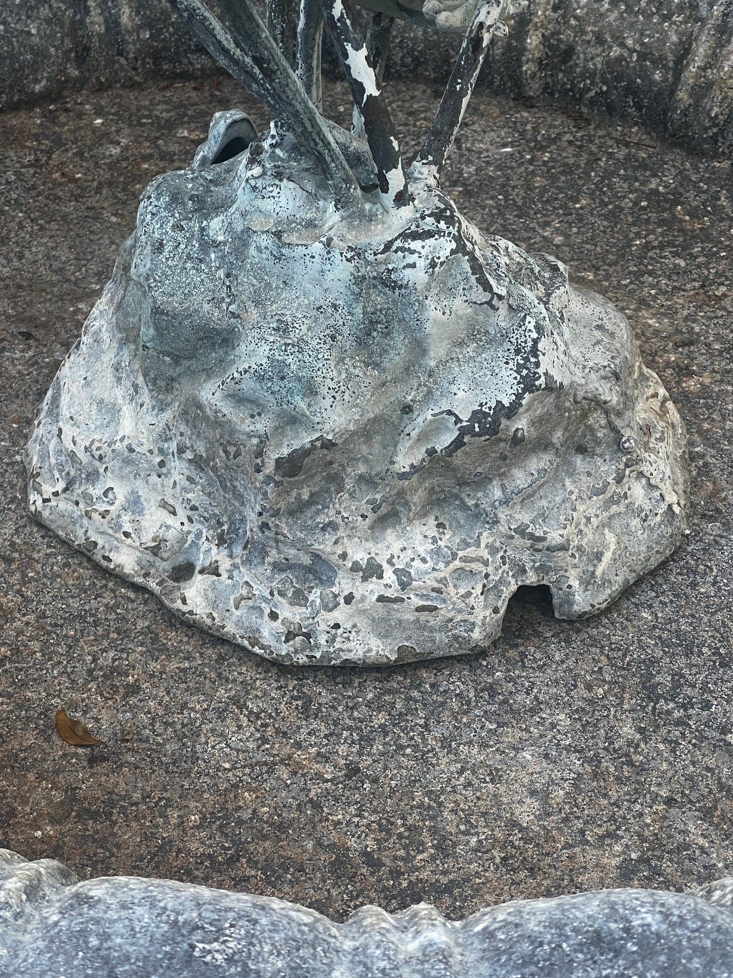 Vintage Verdigris Copper Lily Pad & Frog Fountain