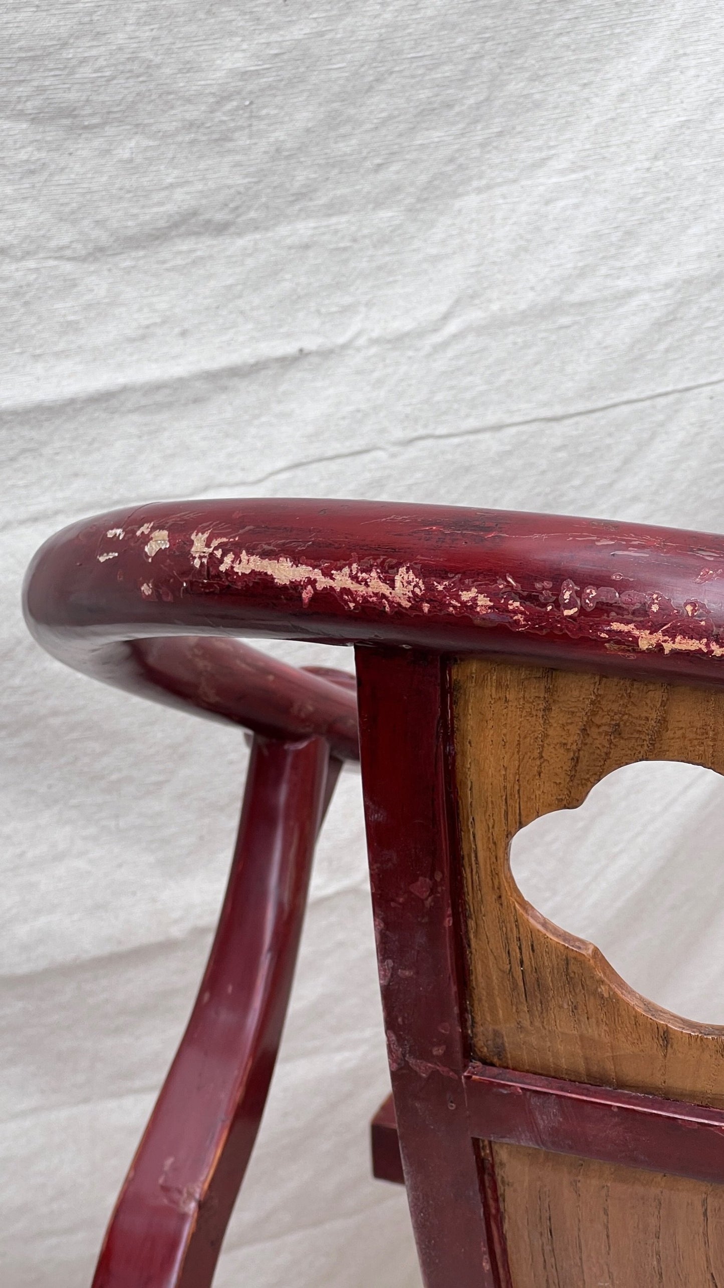 Pair of Vintage Chinese Horseshoe Wooden Folding Chairs