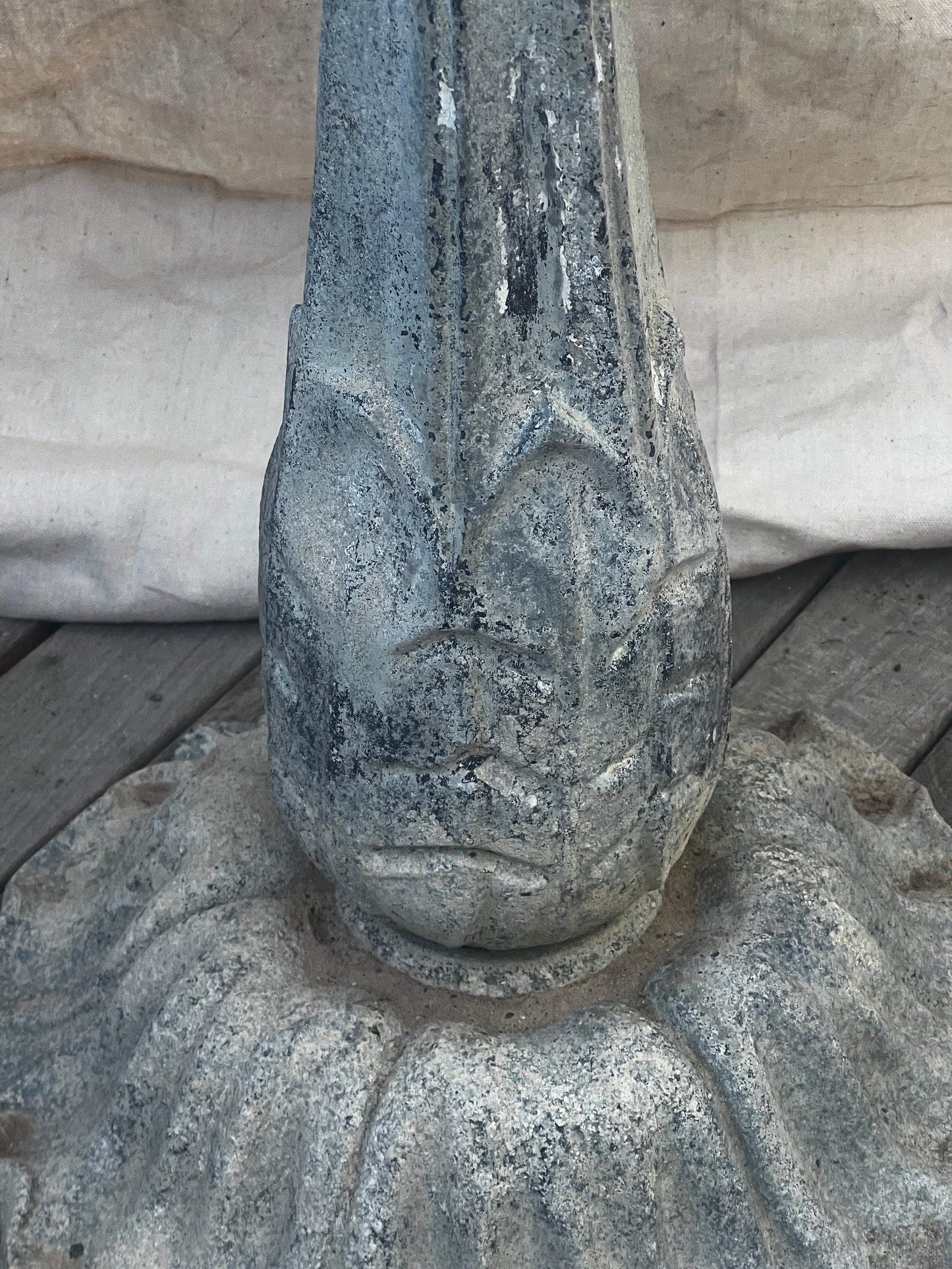 Vintage Verdigris Copper Lily Pad & Frog Fountain