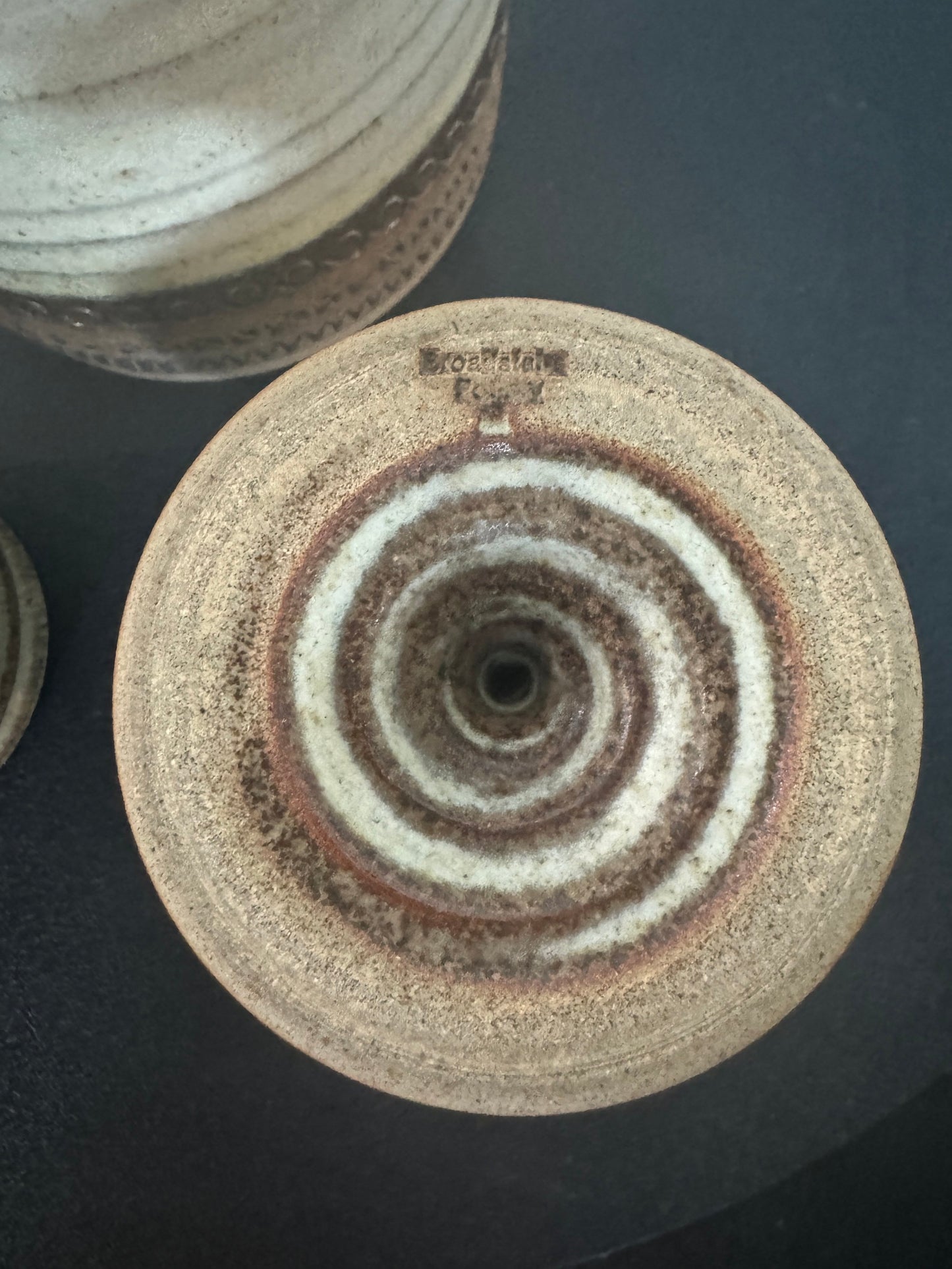 Mid-Century Broadstairs Pottery Stoneware Decanter and Cups