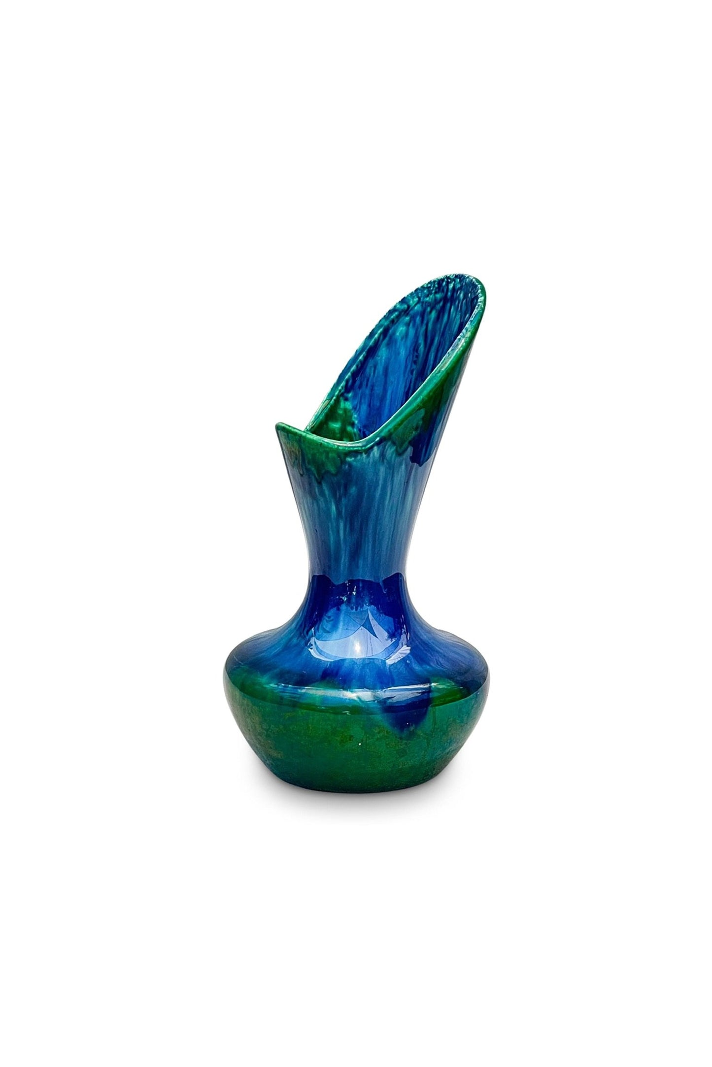 Blue and Green Vintage Pottery Art Vase