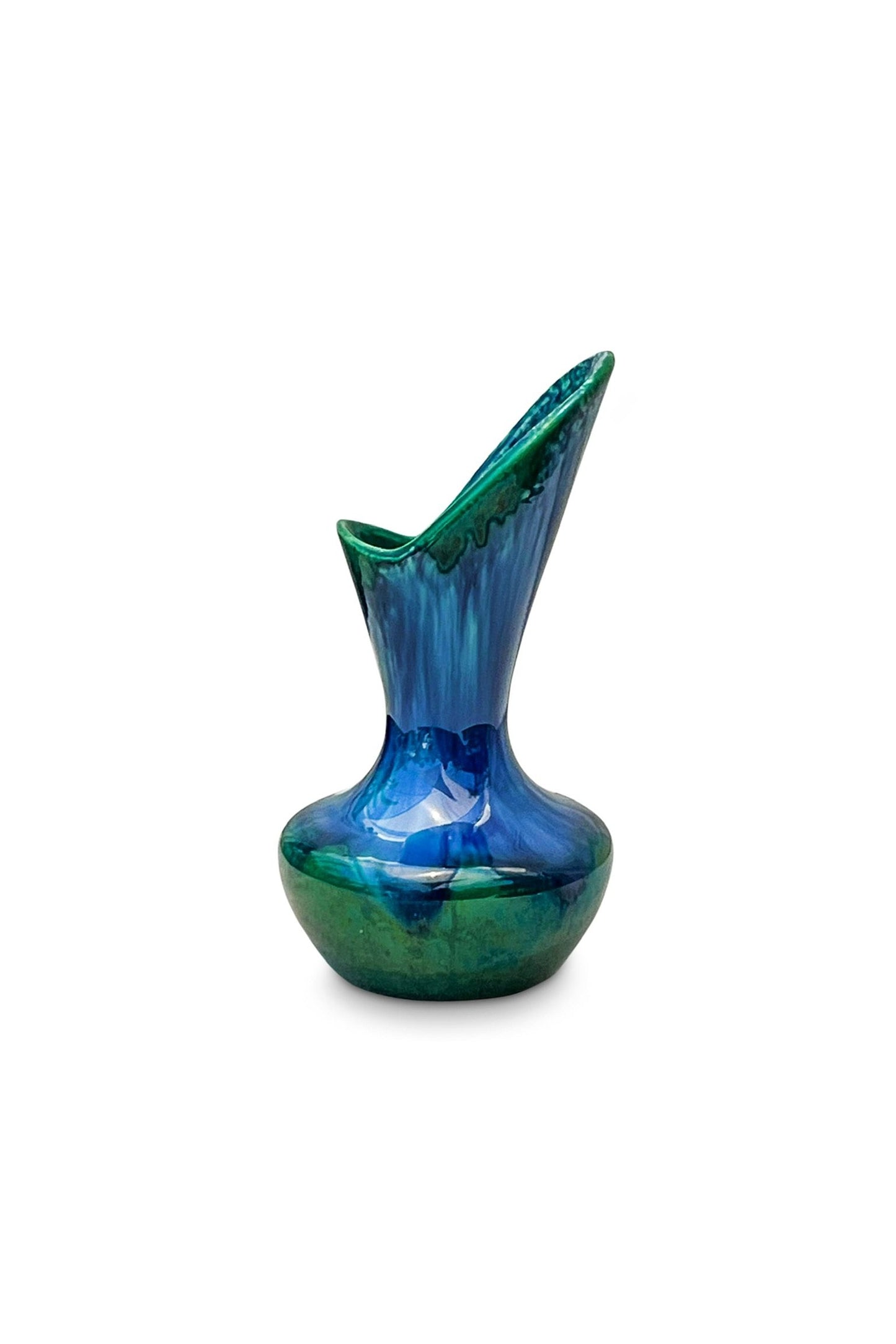 Blue and Green Vintage Pottery Art Vase