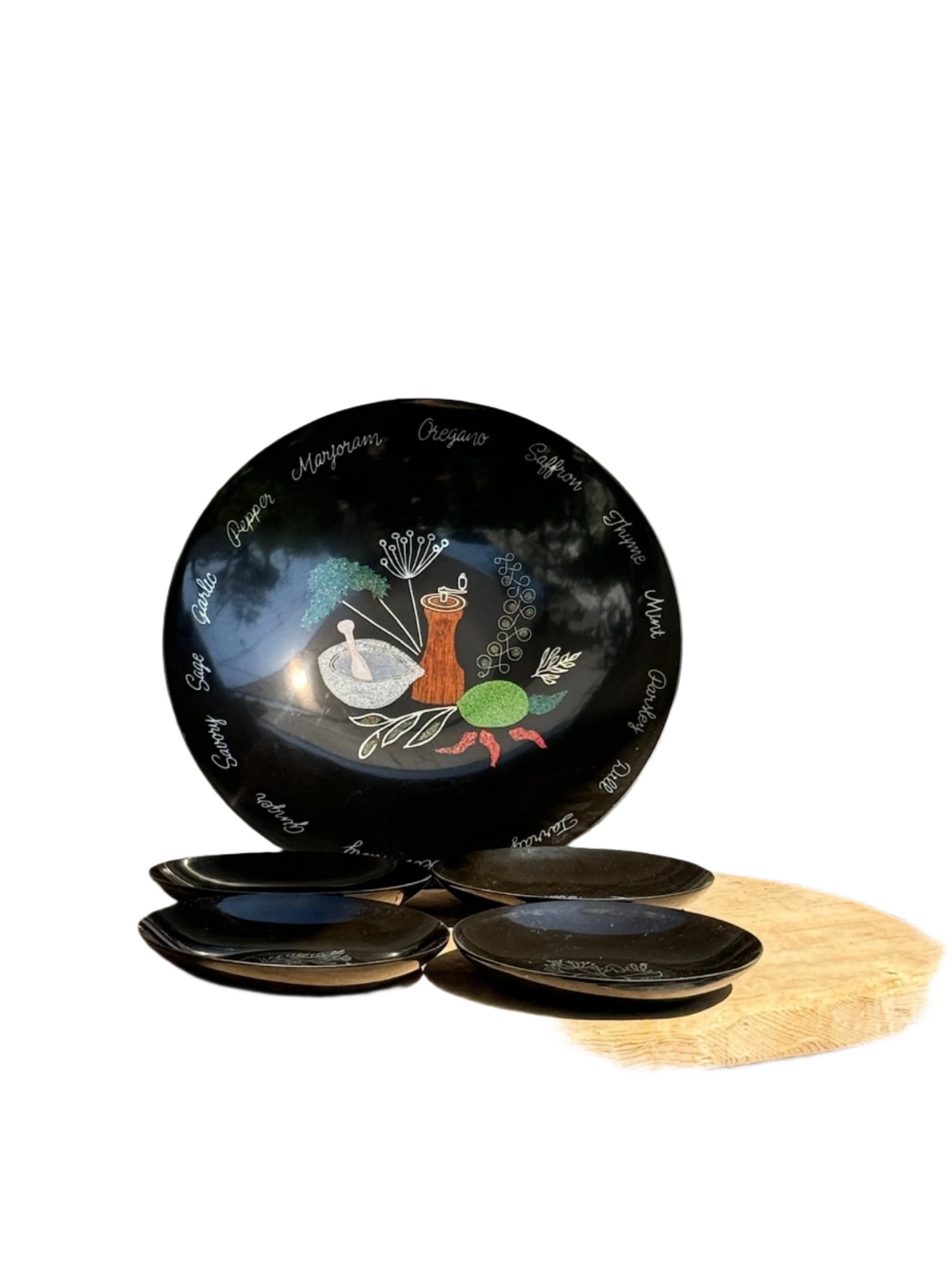 Decorative Platter with 4 Matching Plates