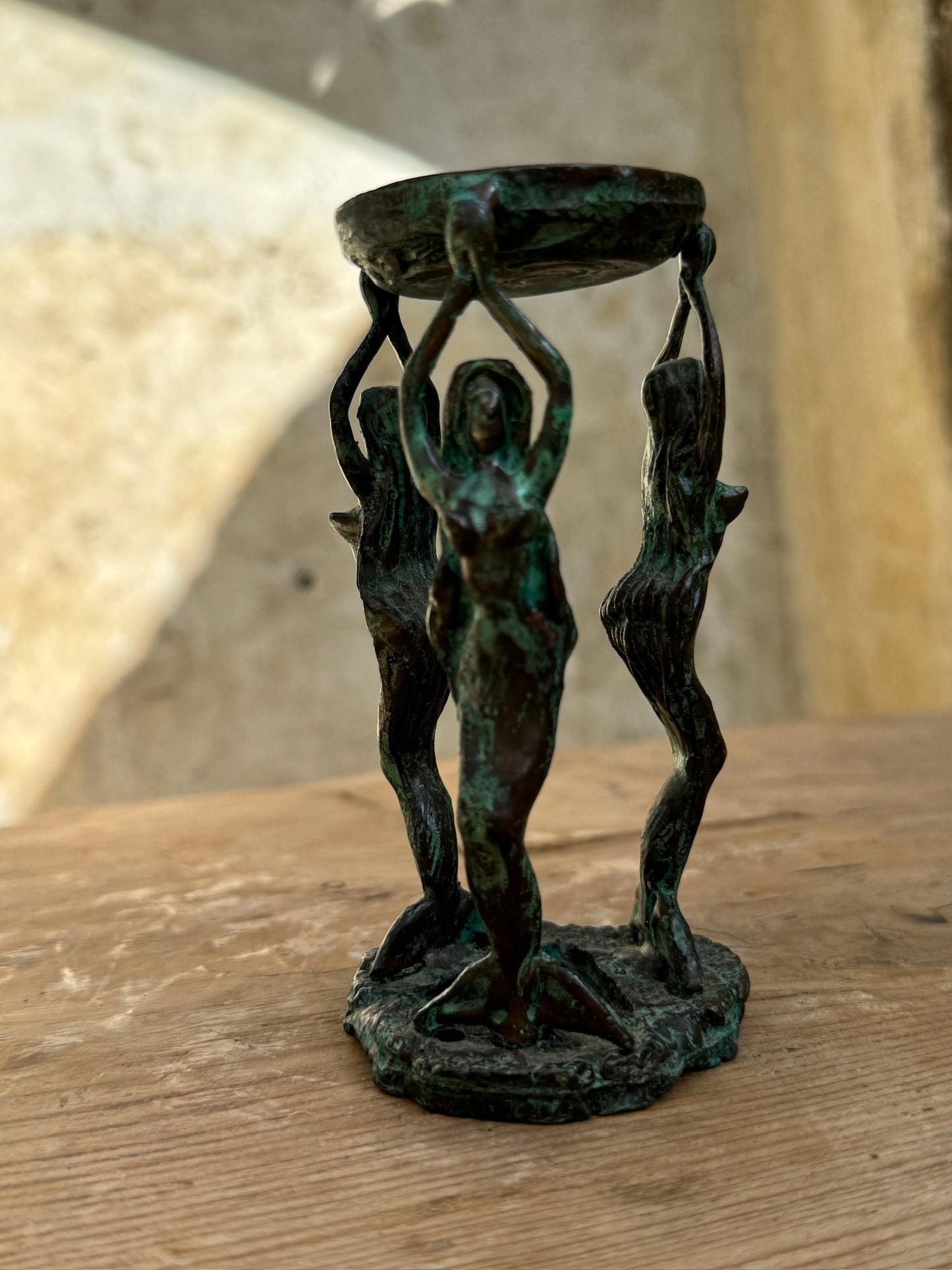 Patina mermaids Candle Holders and Incense Burner