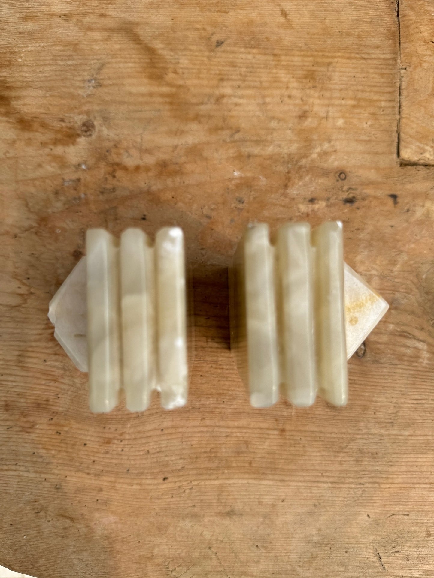 Mid Century Carved Marble Onyx Stone Aztec Mayan Tribal Bookends