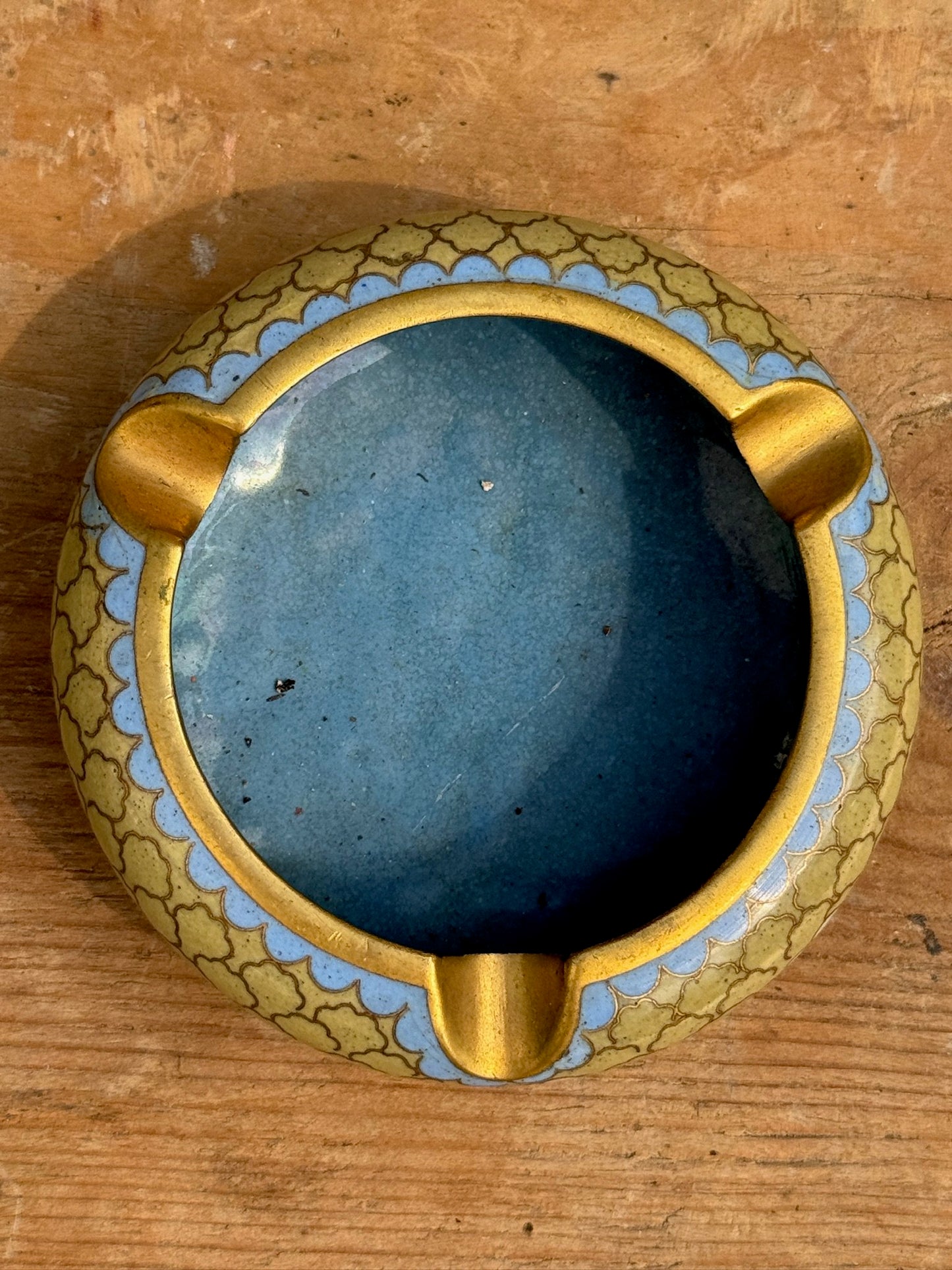 Antique Chinese Cloisonne Enamel on Brass Ashtray