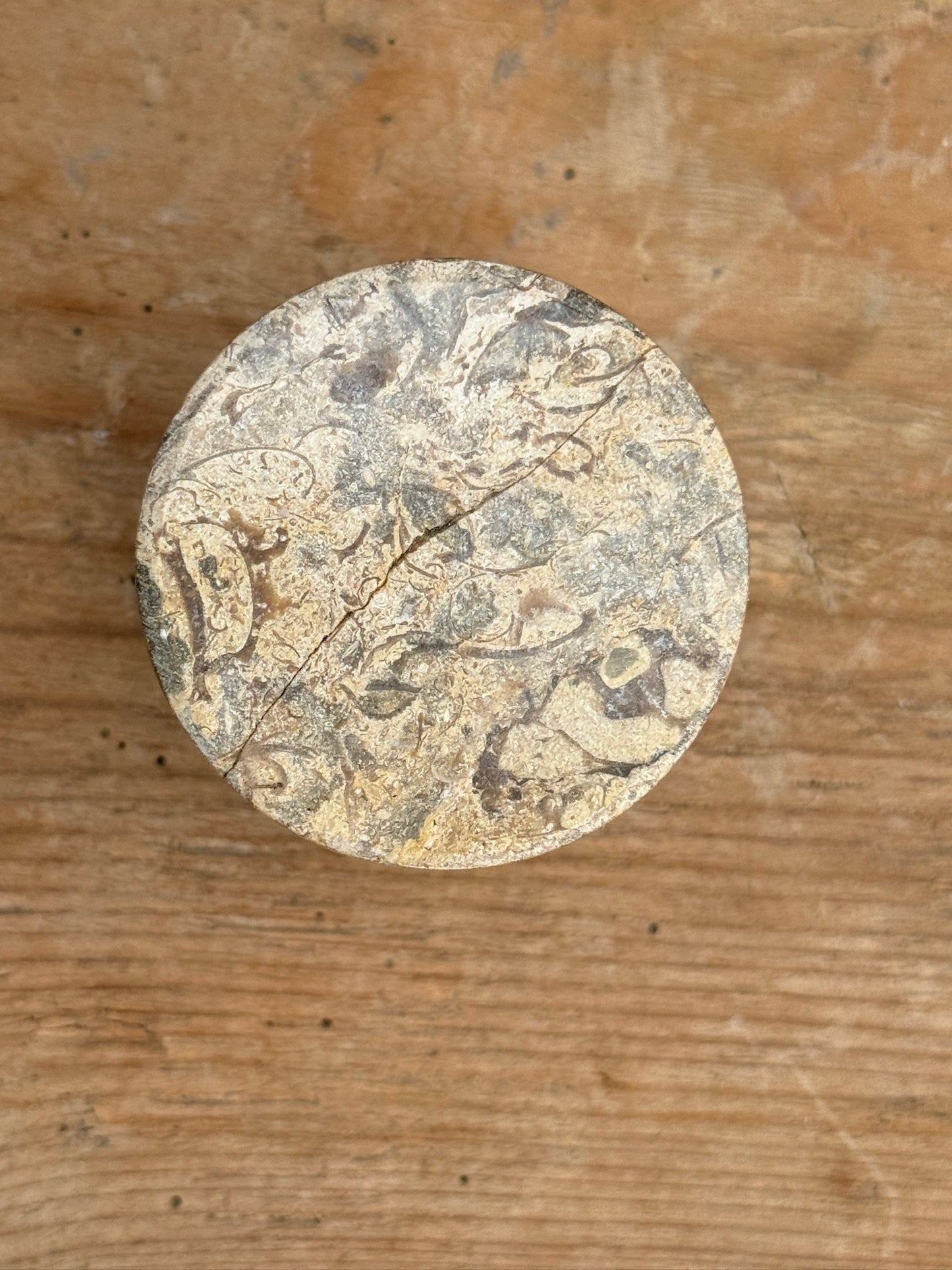 Vintage Round Marble Trinket Box With Lid