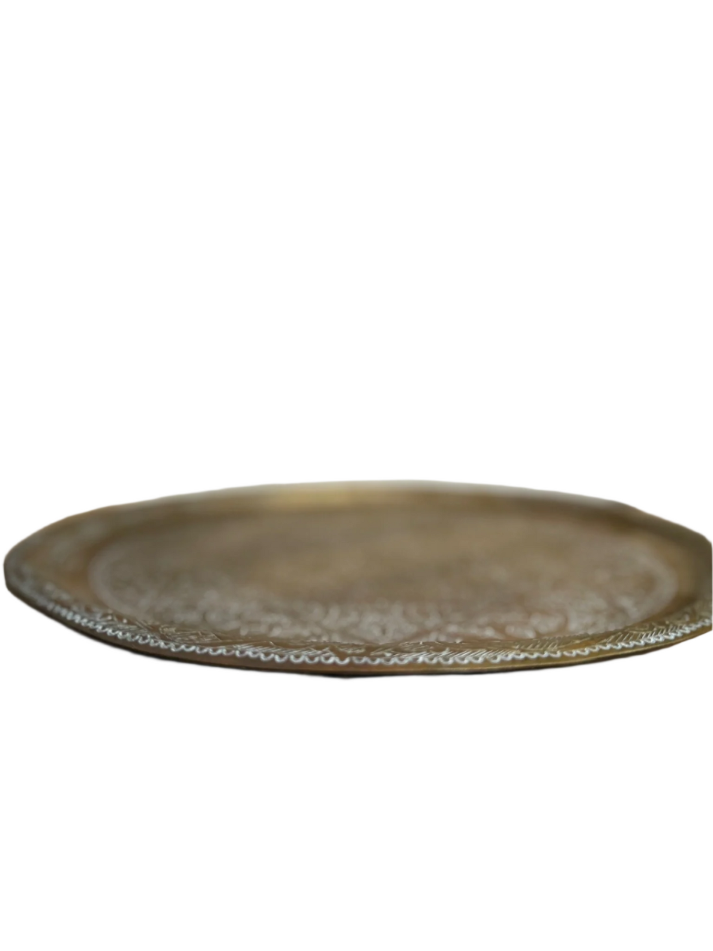 20th century Indo Persian Brass Coffee Tray - Hammer Engraved
