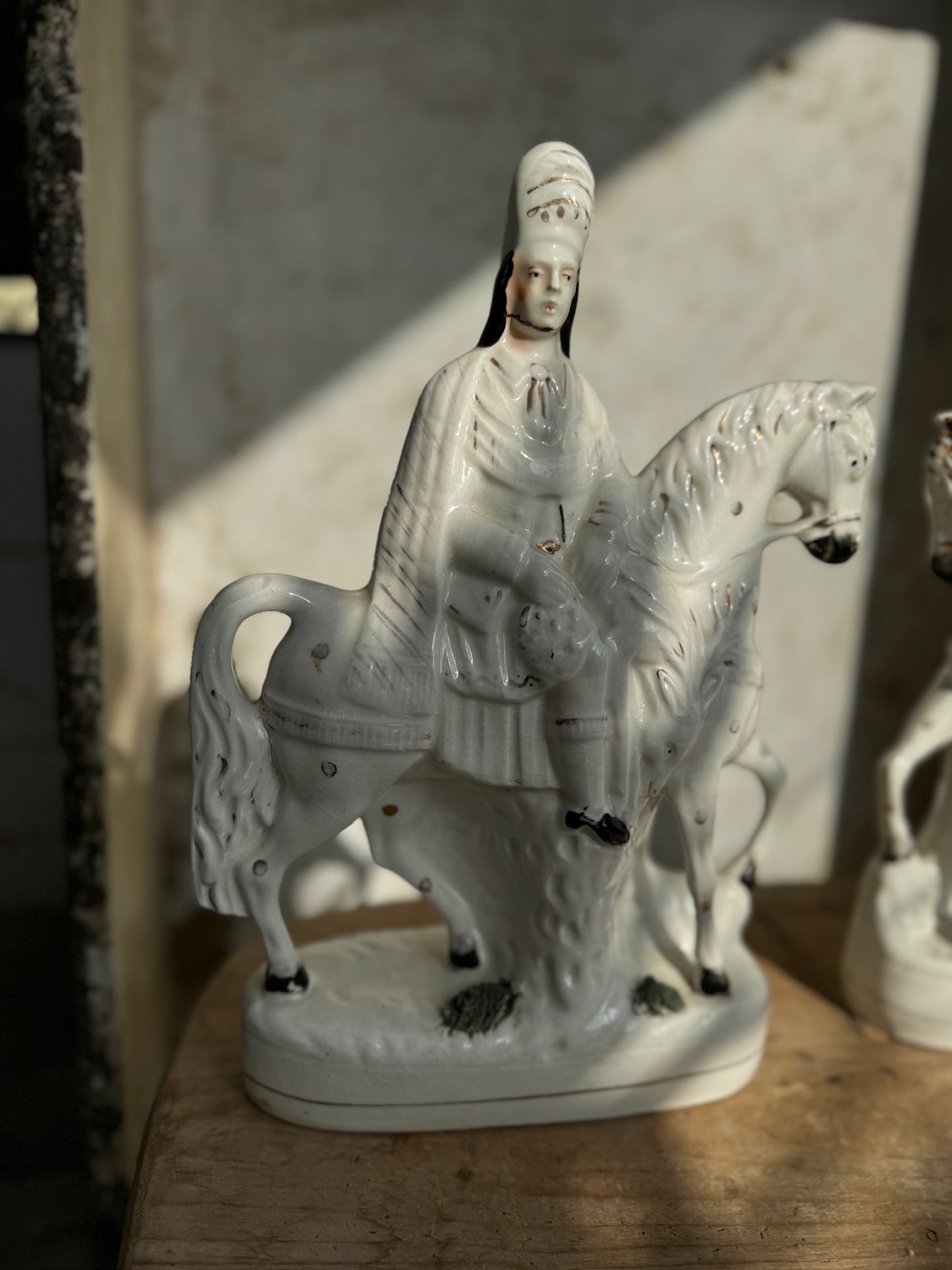 Pair of 19th century Staffordshire pottery figurines , Highland hunter on horseback