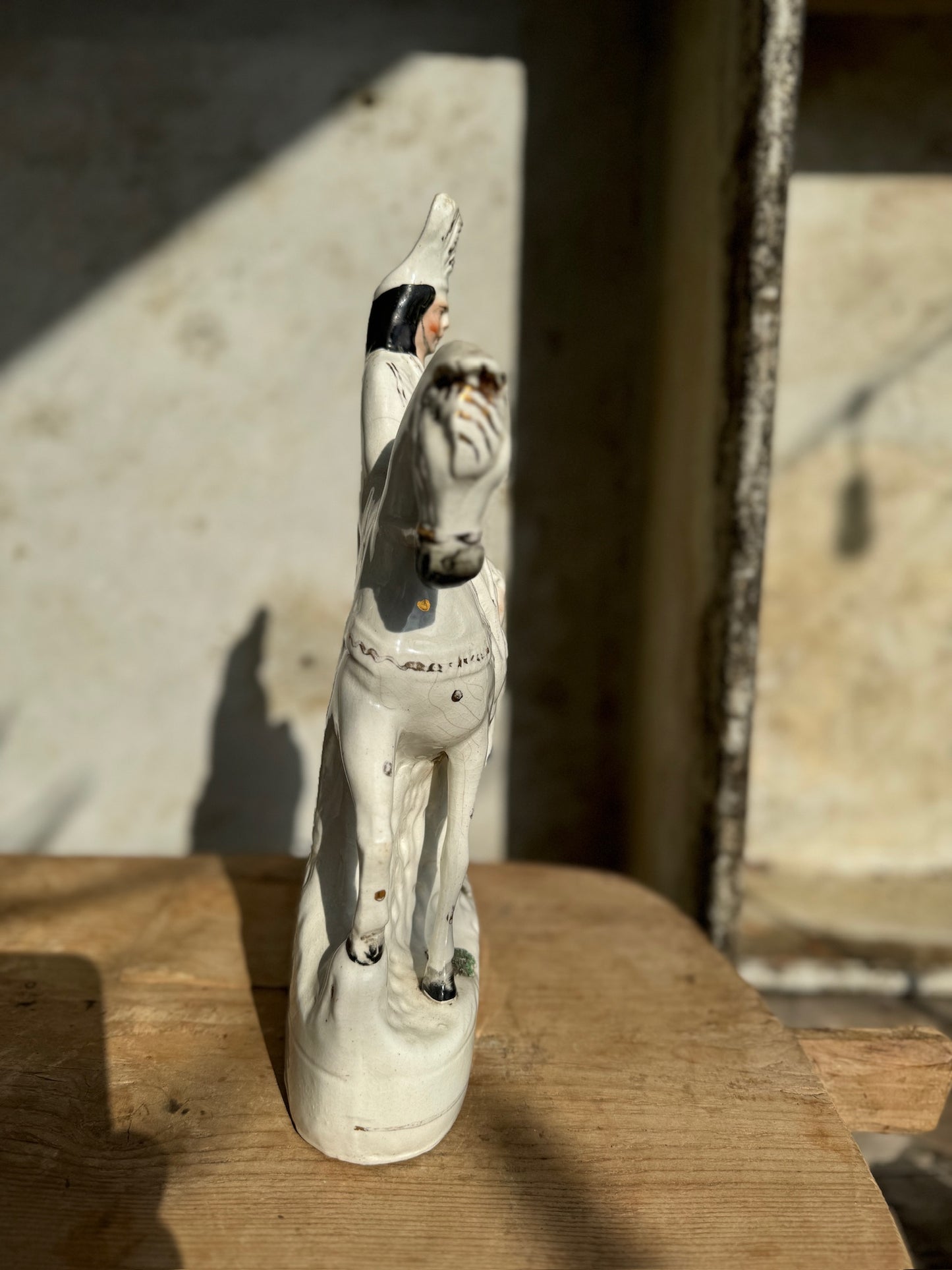 Pair of 19th century Staffordshire pottery figurines , Highland hunter on horseback