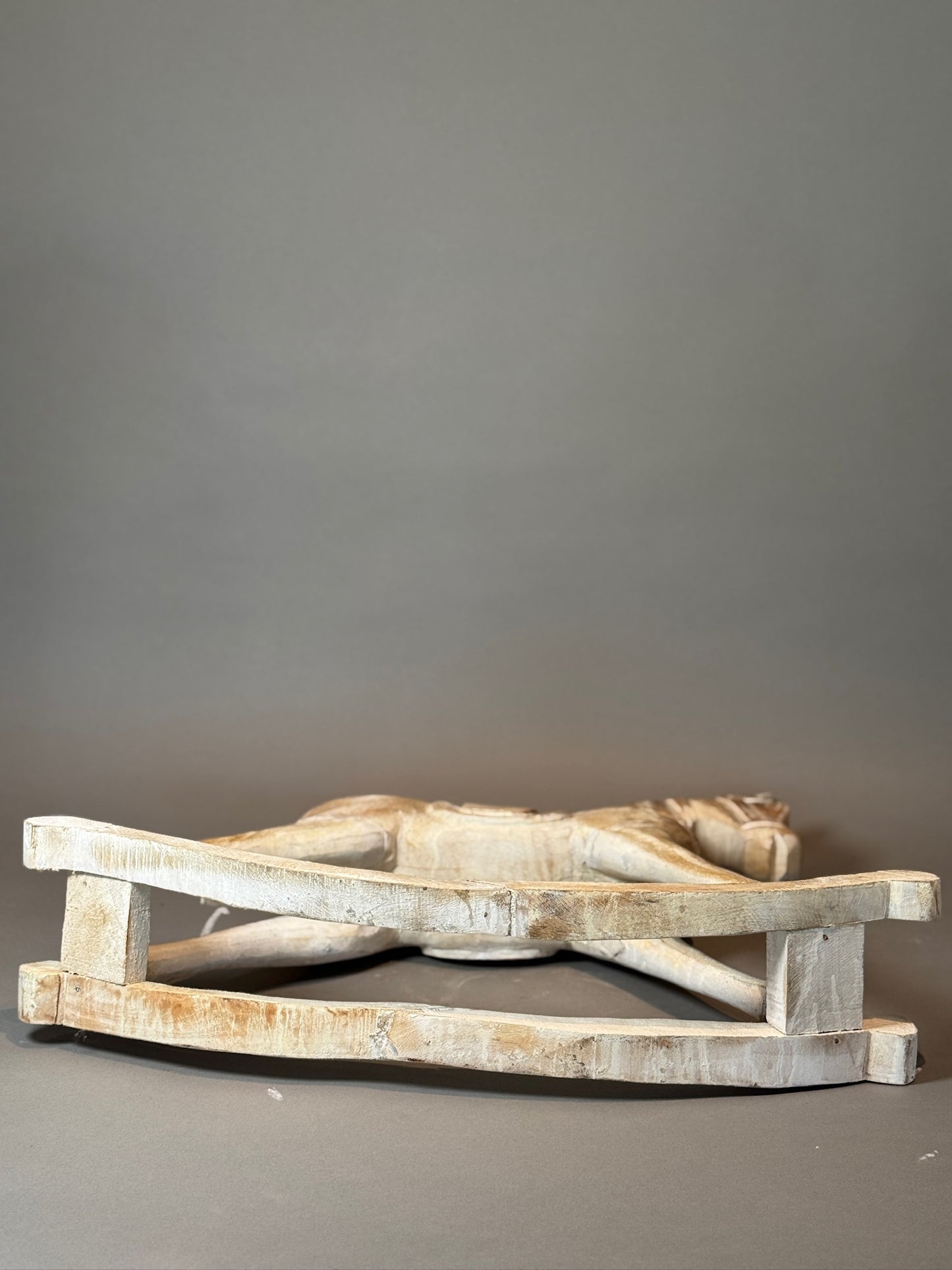 Antique Hand-Carved Wooden Rocking Horses – Rustic Folk Art Pair, 23” & 15.5”