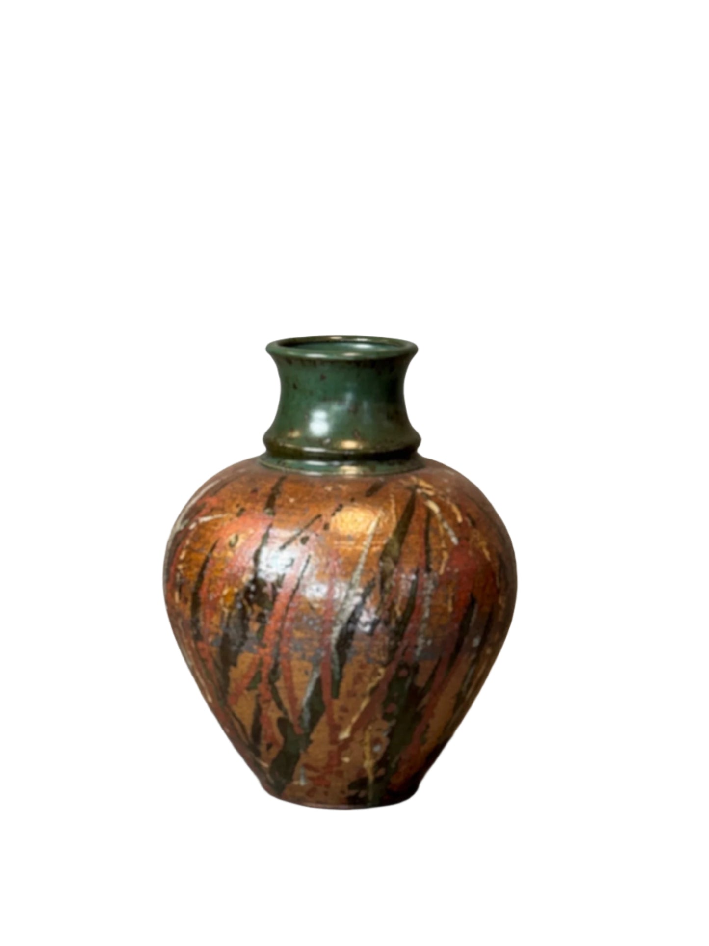 Signed Handcrafted Stoneware Vase with Rich Earthy Glaze
