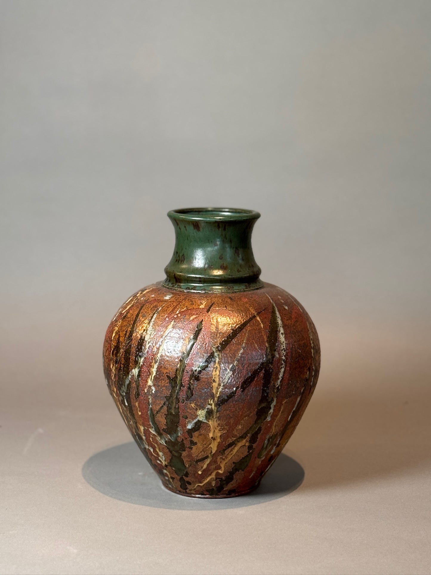 Signed Handcrafted Stoneware Vase with Rich Earthy Glaze