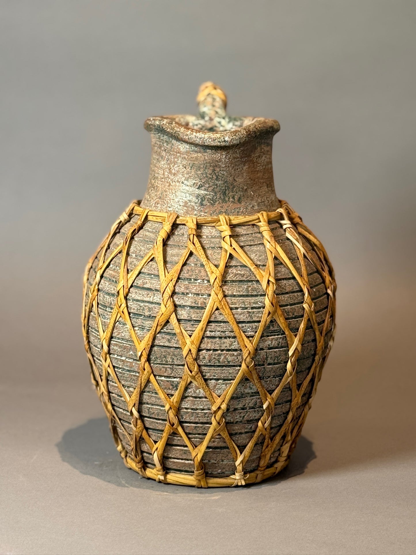 Vintage Woven Rattan Wrapped Vessel