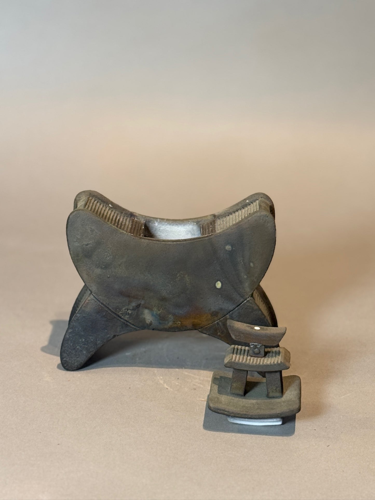 Unique Modern Asian-Inspired Ceramic Headrest Sculpture with Removable Top