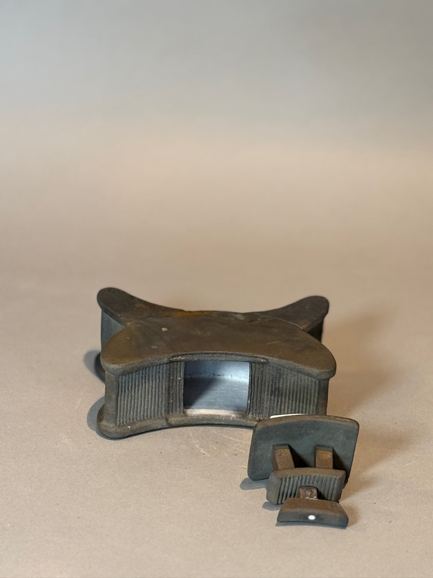 Unique Modern Asian-Inspired Ceramic Headrest Sculpture with Removable Top