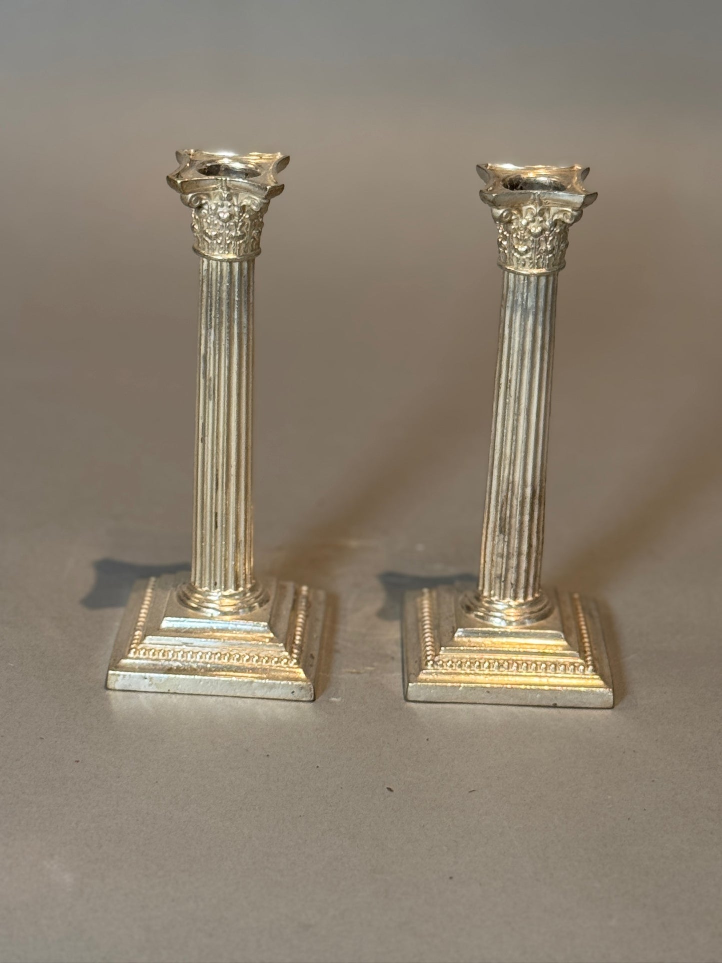 Gorham Neoclassical Corinthian Column Candlesticks for Broadmoor Hotel