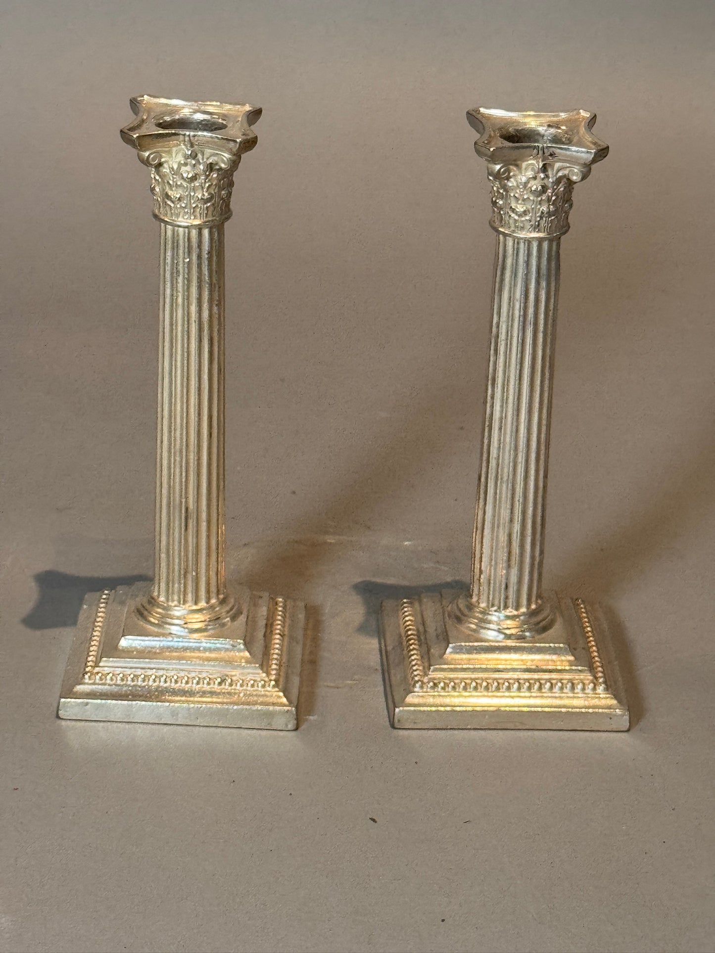 Gorham Neoclassical Corinthian Column Candlesticks for Broadmoor Hotel