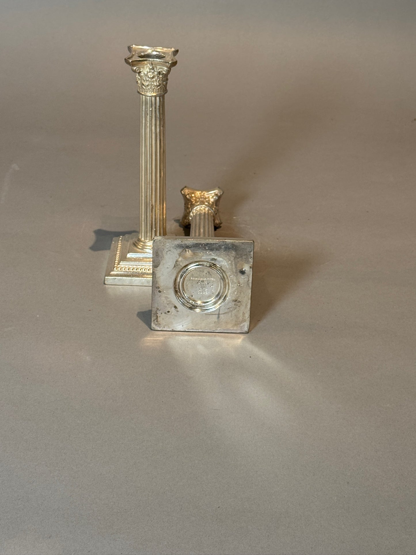 Gorham Neoclassical Corinthian Column Candlesticks for Broadmoor Hotel