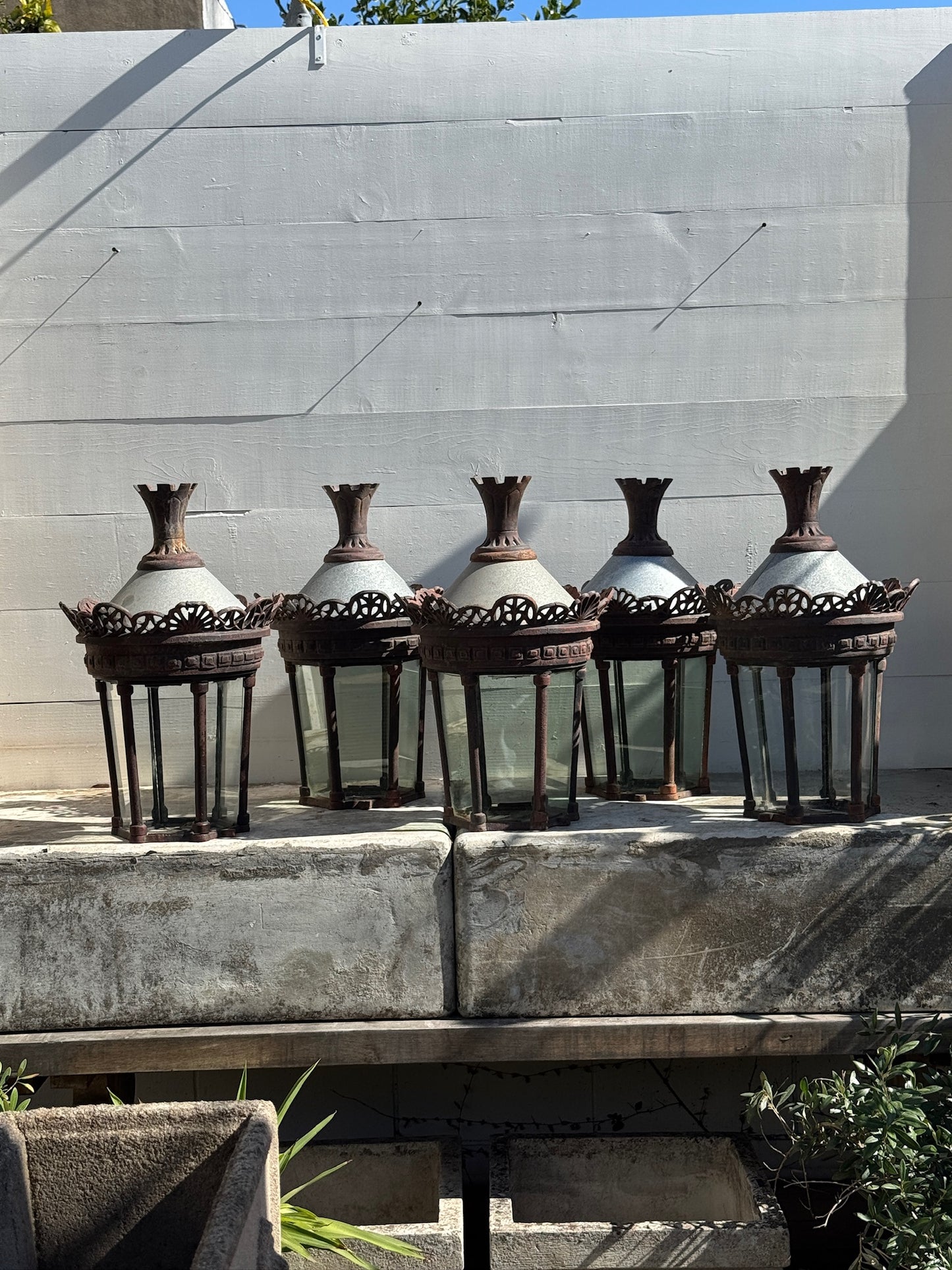 Antique Cast Metal Street Lantern Fixtures – Pallet of 11 Vintage Ornate Outdoor Lights