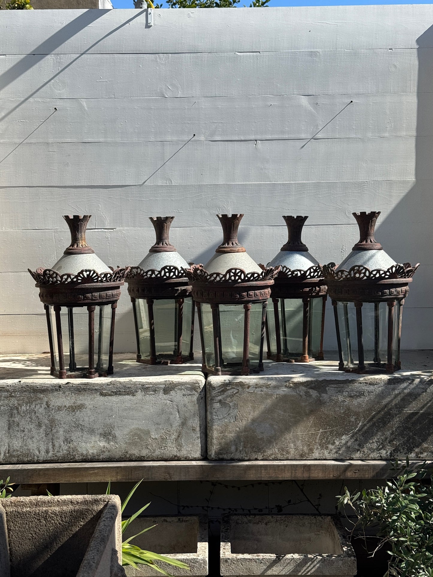 Antique Cast Metal Street Lantern Fixtures – Pallet of 11 Vintage Ornate Outdoor Lights