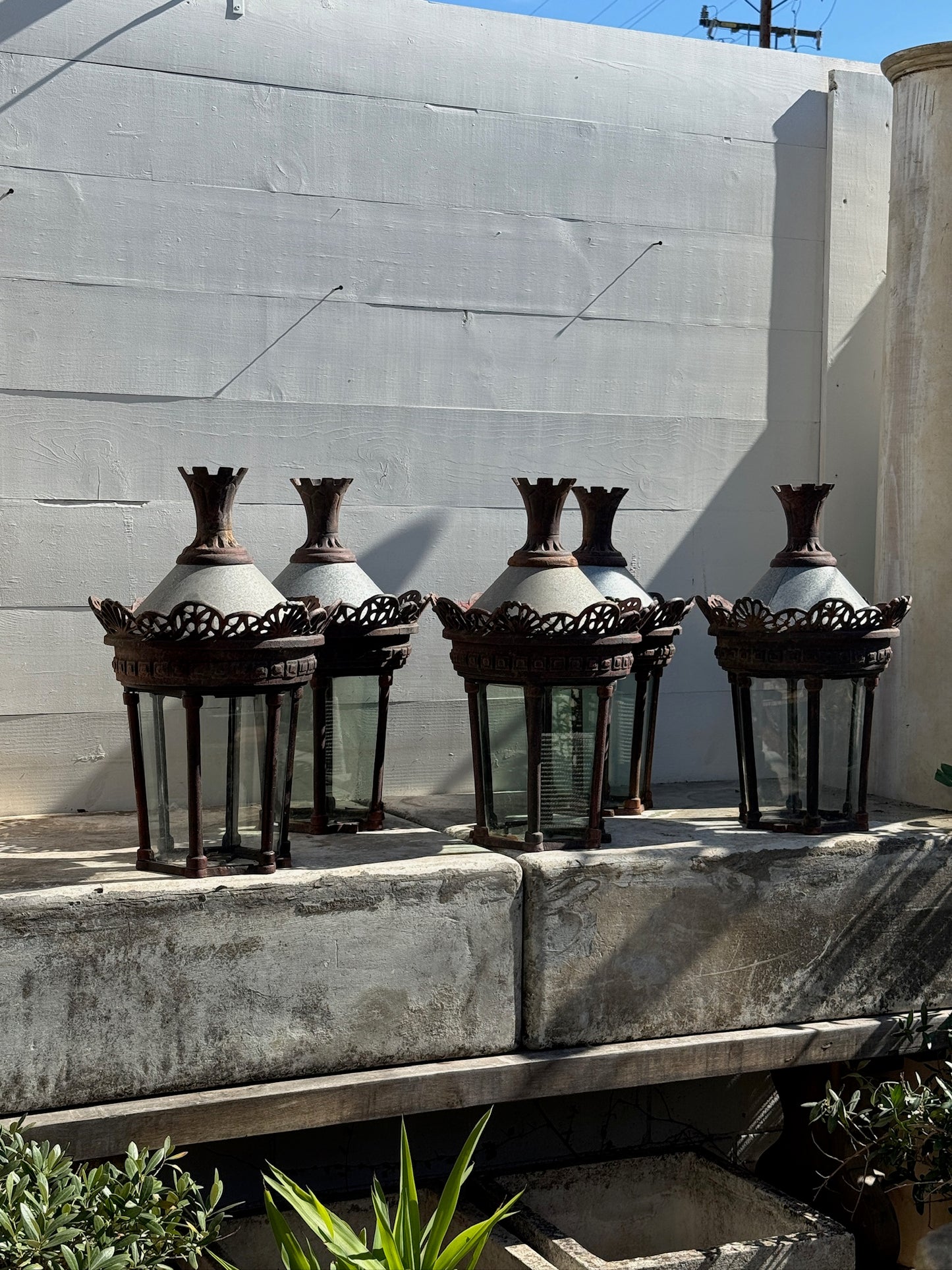 Antique Cast Metal Street Lantern Fixtures – Pallet of 11 Vintage Ornate Outdoor Lights