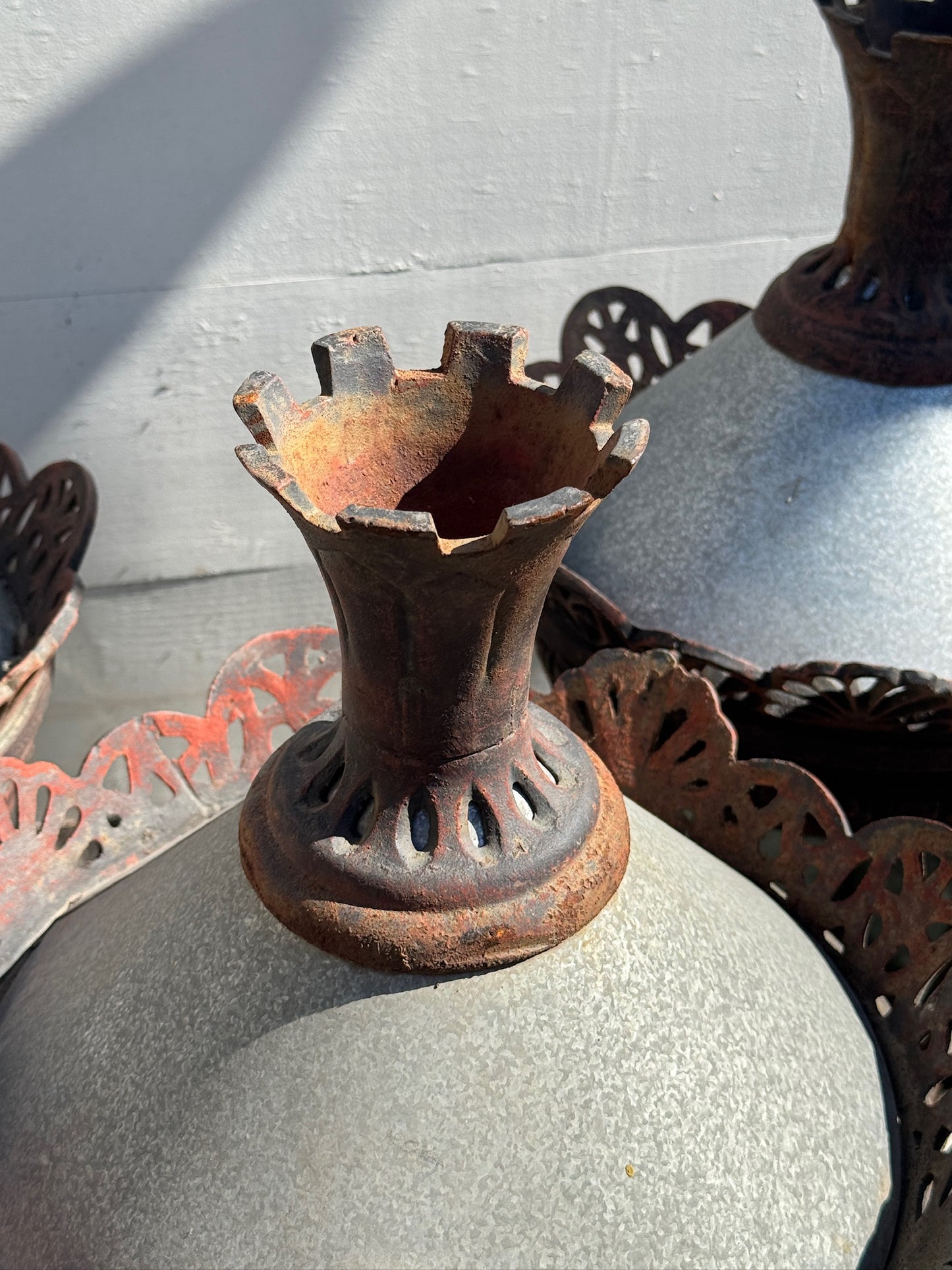Antique Cast Metal Street Lantern Fixtures – Pallet of 11 Vintage Ornate Outdoor Lights