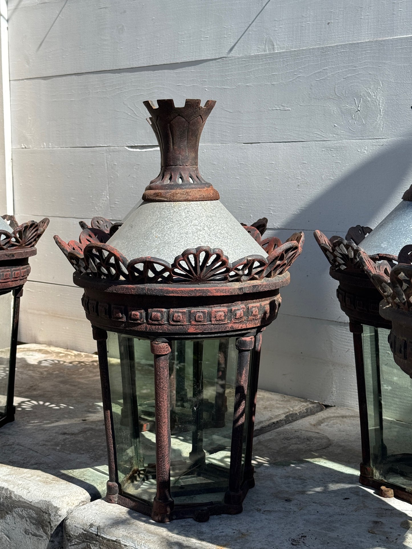 Antique Cast Metal Street Lantern Fixtures – Pallet of 11 Vintage Ornate Outdoor Lights