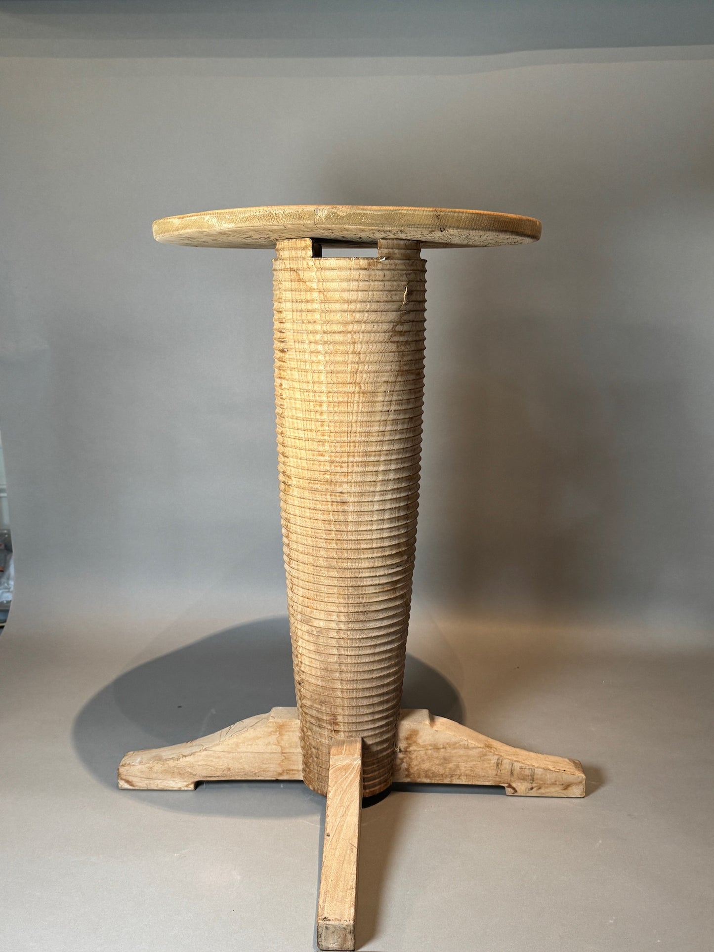 Pair of French Art Deco Style Oak Side Tables, Styled After Charles Dudouyt