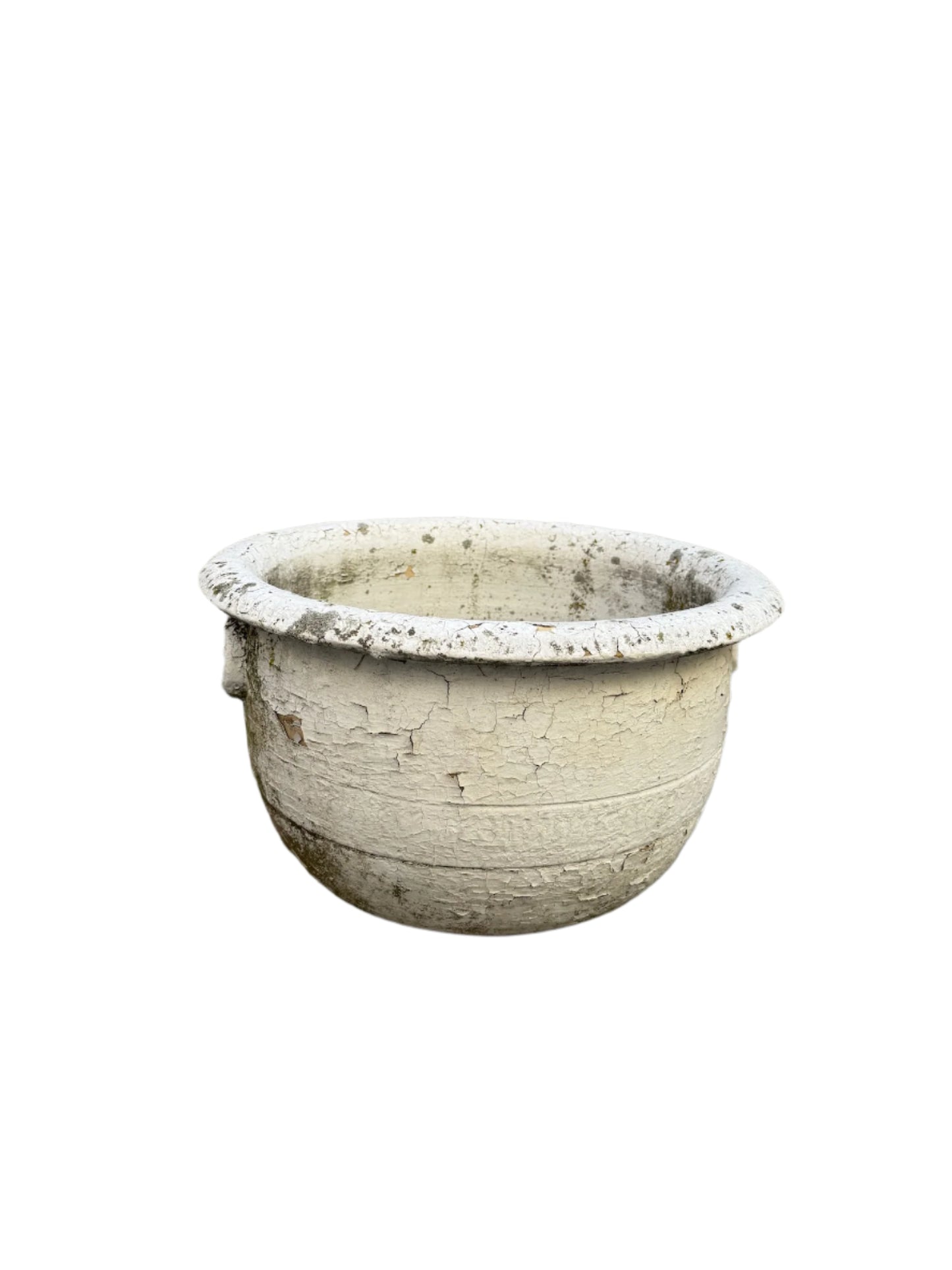 Antique European Terracotta Planter with Aged White Patina