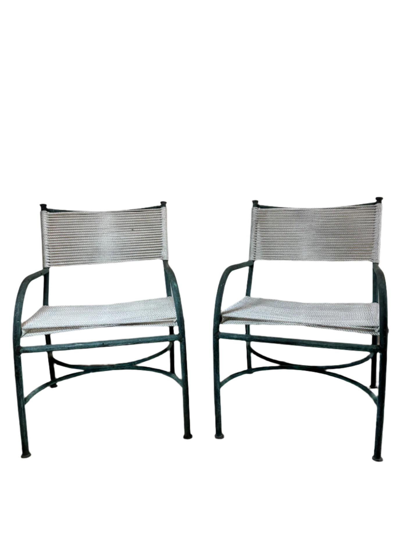 Vintage Robert Lewis Lounge Chairs Walter Lamb – Bronze frame & Woven Rope