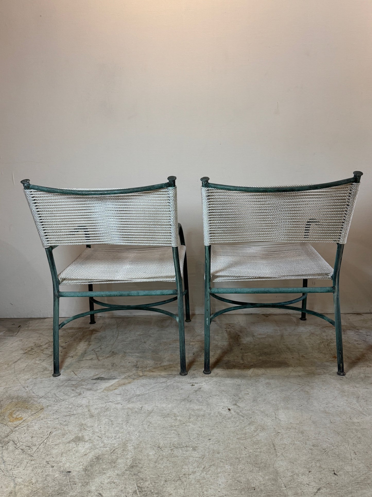 Vintage Robert Lewis Lounge Chairs Walter Lamb – Bronze frame & Woven Rope