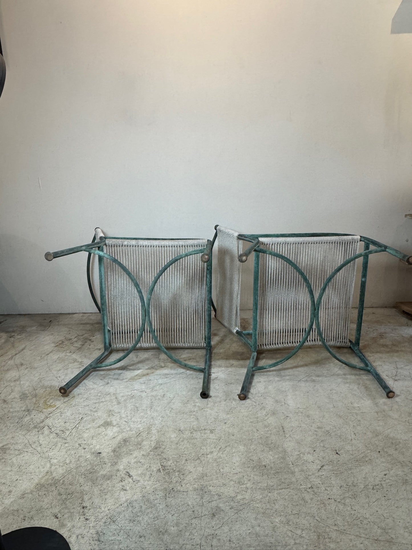 Vintage Robert Lewis Lounge Chairs Walter Lamb – Bronze frame & Woven Rope
