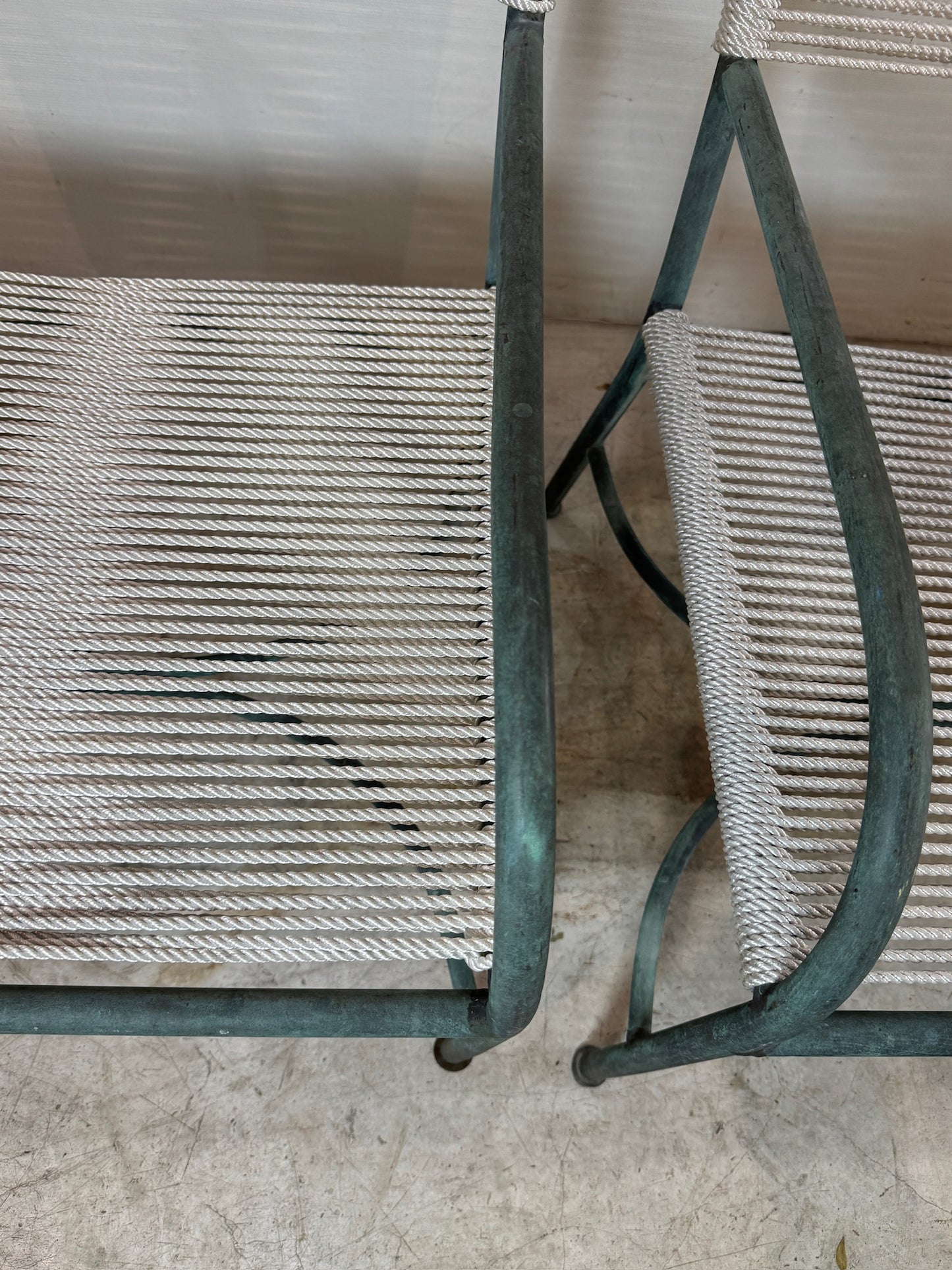 Vintage Robert Lewis Lounge Chairs Walter Lamb – Bronze frame & Woven Rope