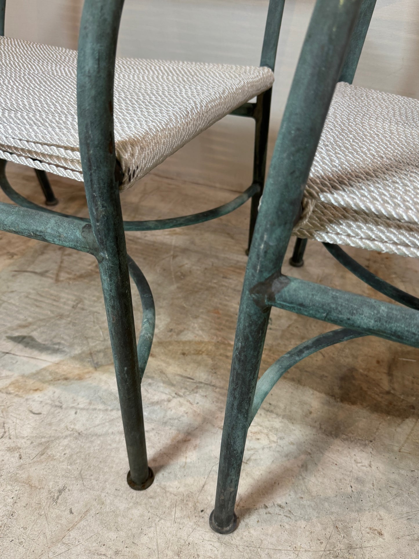 Vintage Robert Lewis Lounge Chairs Walter Lamb – Bronze frame & Woven Rope