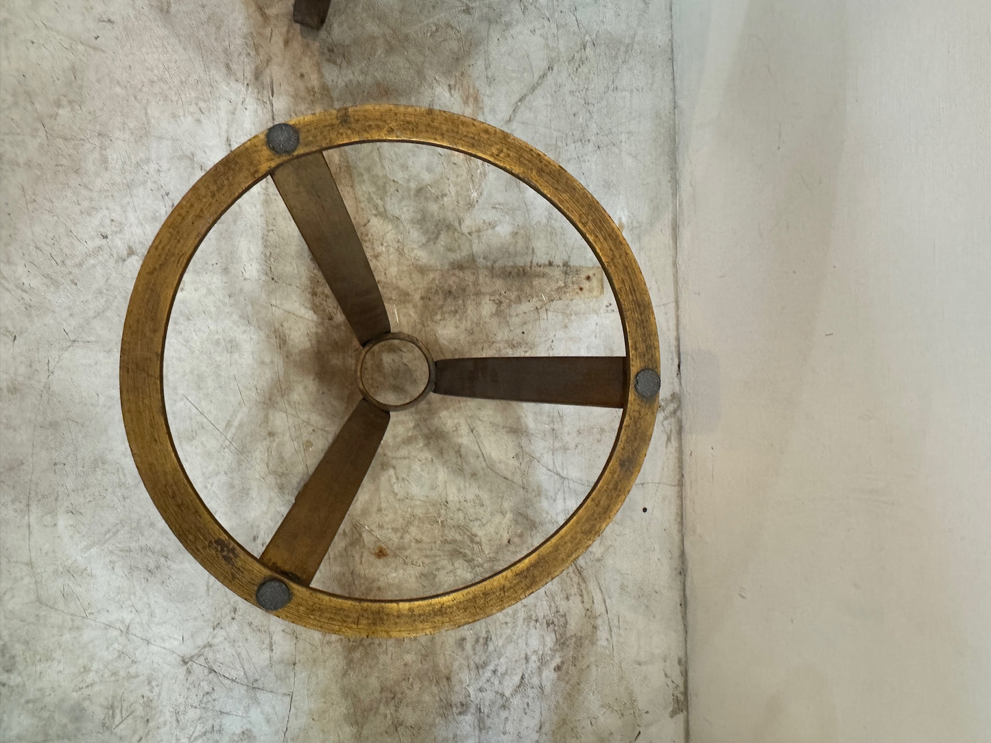 Pair of Italian iron side tables with marble tops (2 tables)