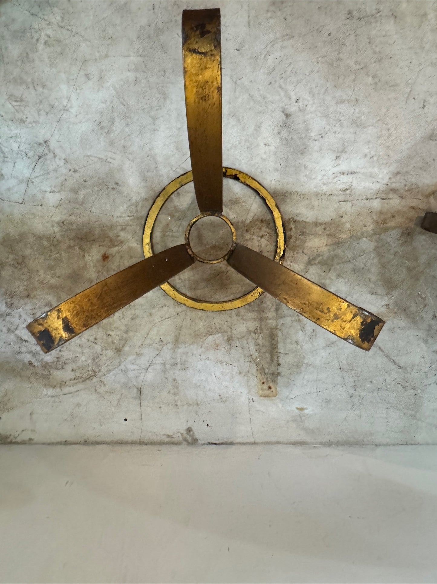 Pair of Italian iron side tables with marble tops (2 tables)
