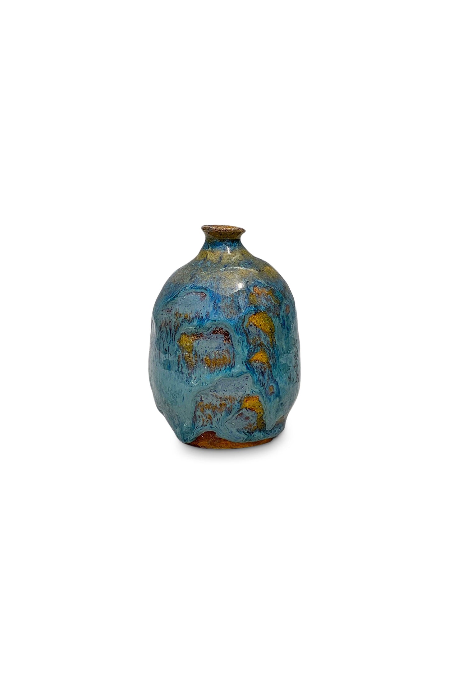 Vintage Small Signed Turquoise and Green Ceramic Vase