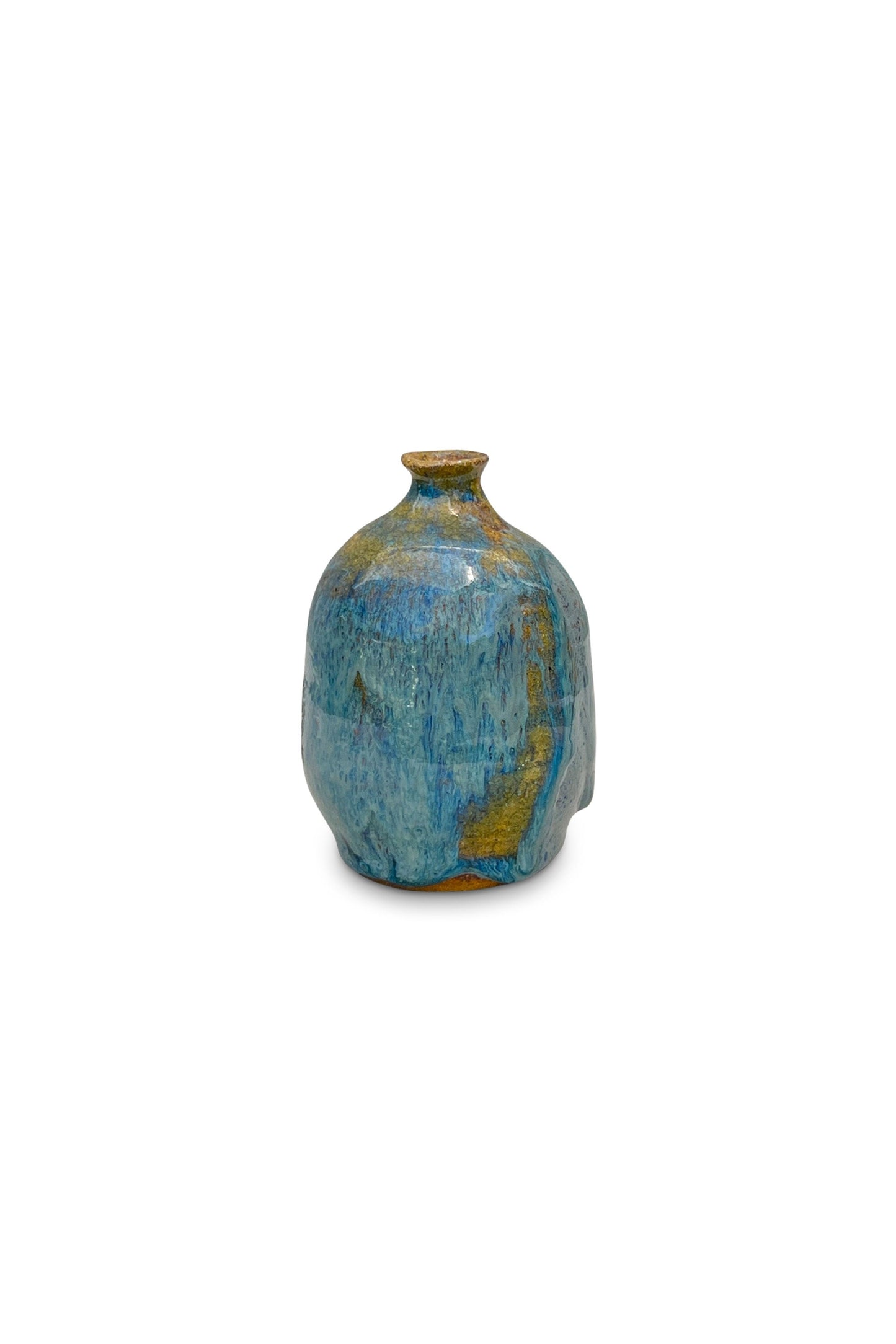 Vintage Small Signed Turquoise and Green Ceramic Vase