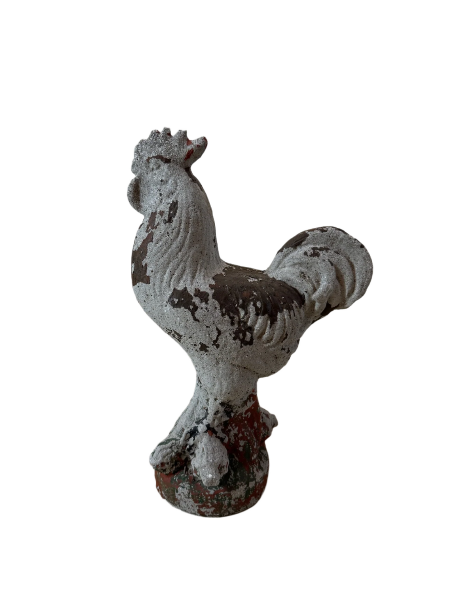 Vintage French Cast Concrete Rooster Sculpture