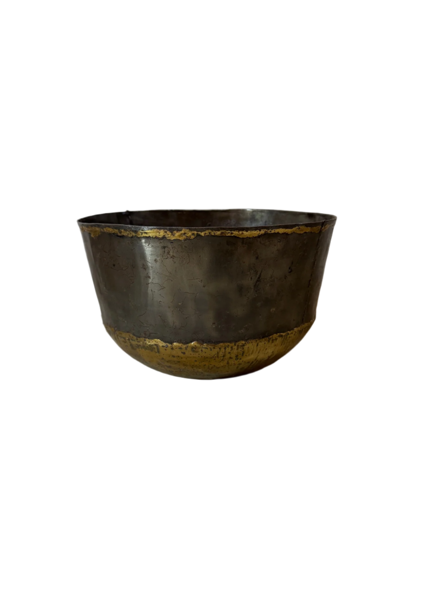 Antique Handcrafted Brass & Metal Bowl – Rustic Primitive Décor