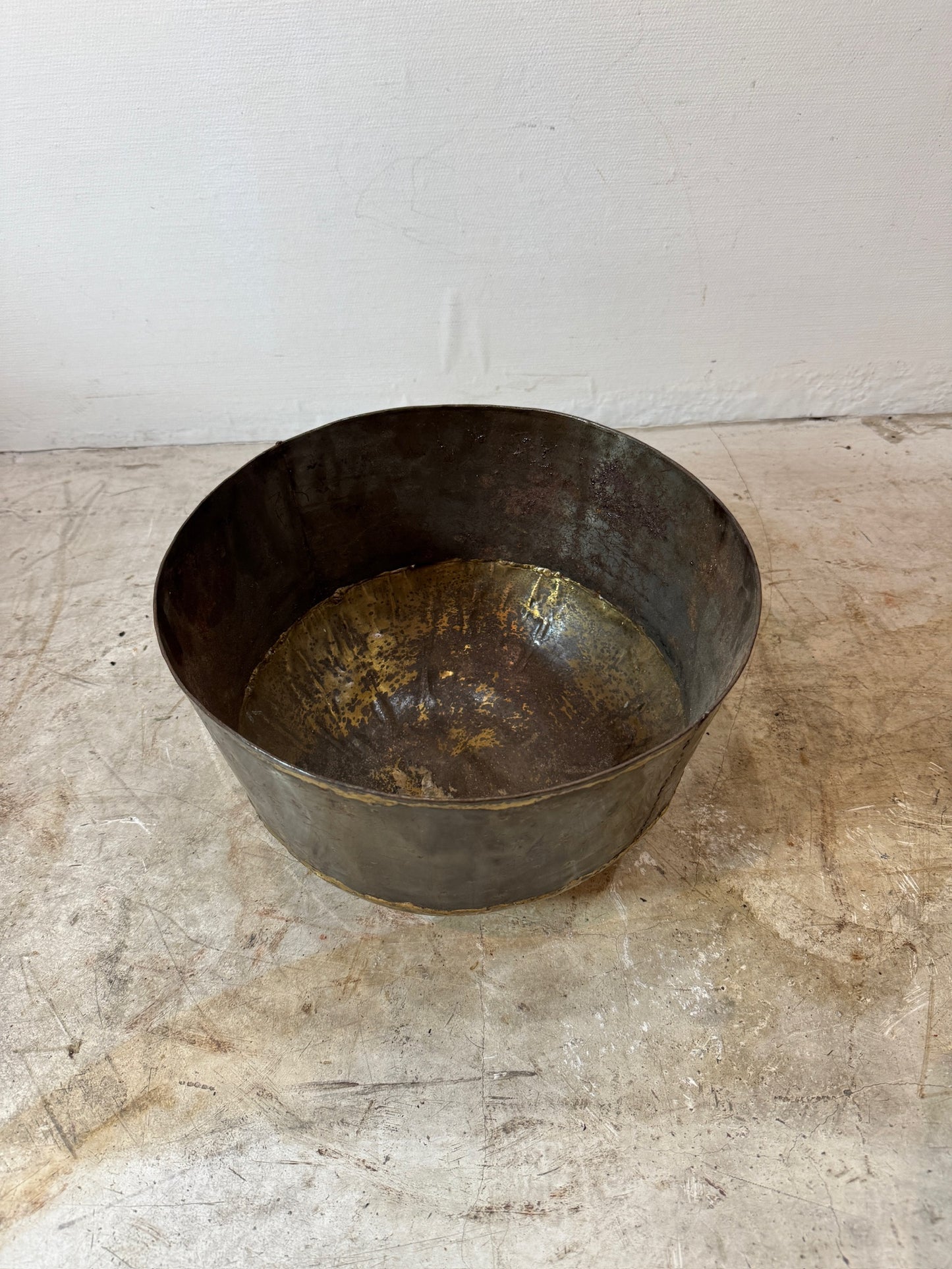 Antique Handcrafted Brass & Metal Bowl – Rustic Primitive Décor