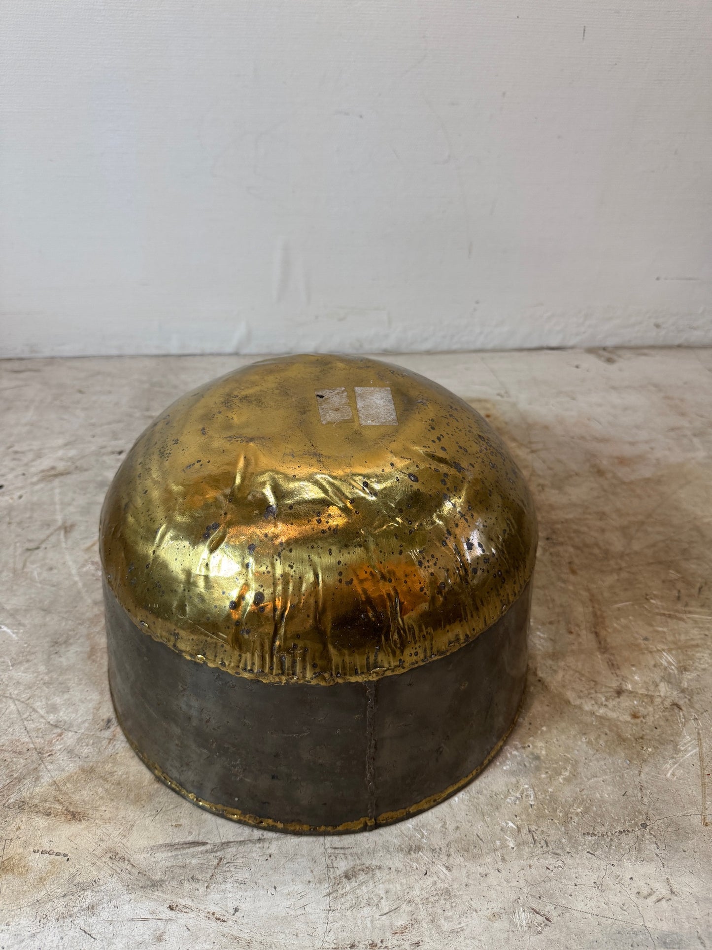 Antique Handcrafted Brass & Metal Bowl – Rustic Primitive Décor