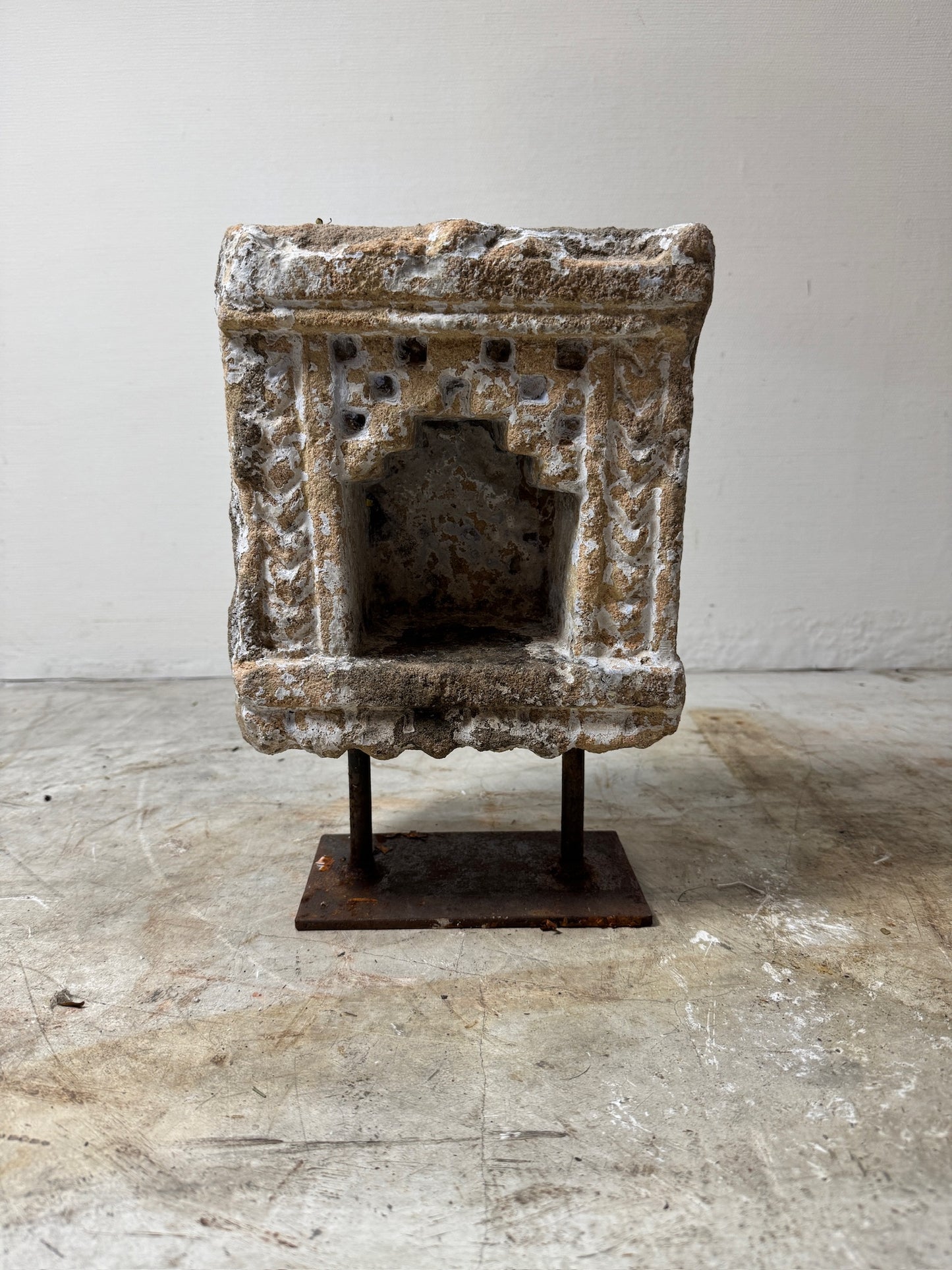 Trio of Antique Stone Wall Niches with Intricate Carvings