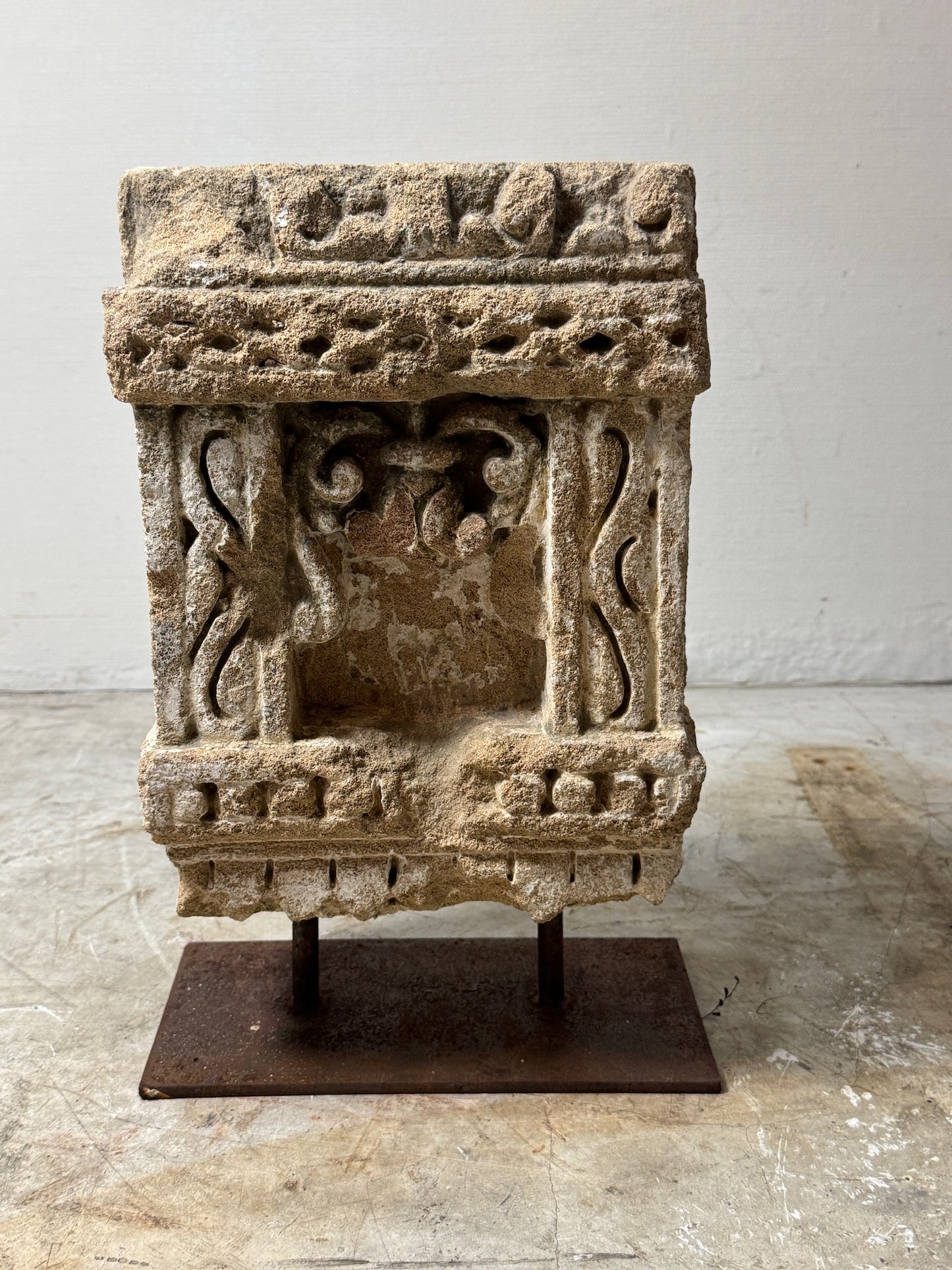 Trio of Antique Stone Wall Niches with Intricate Carvings