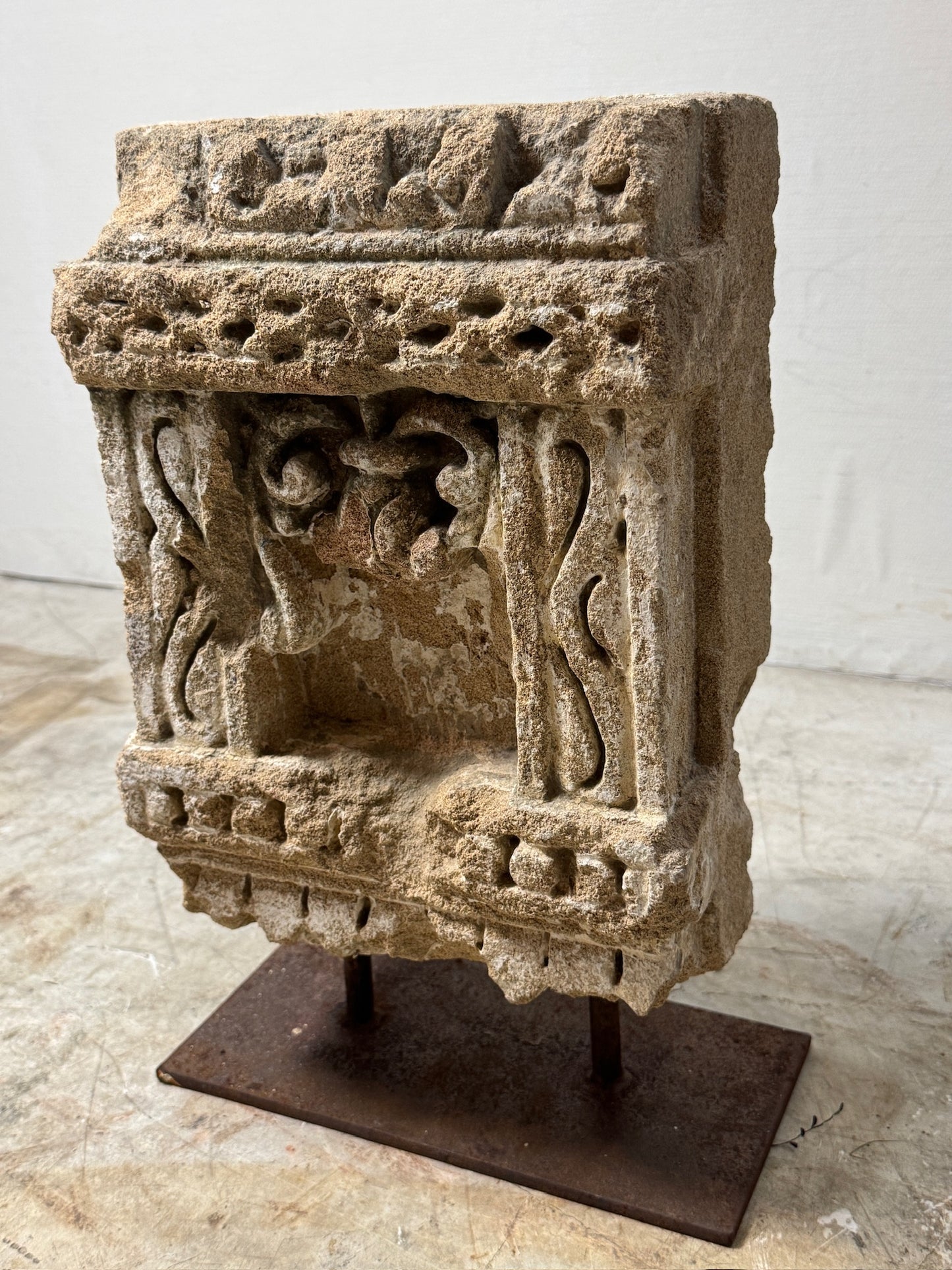 Trio of Antique Stone Wall Niches with Intricate Carvings
