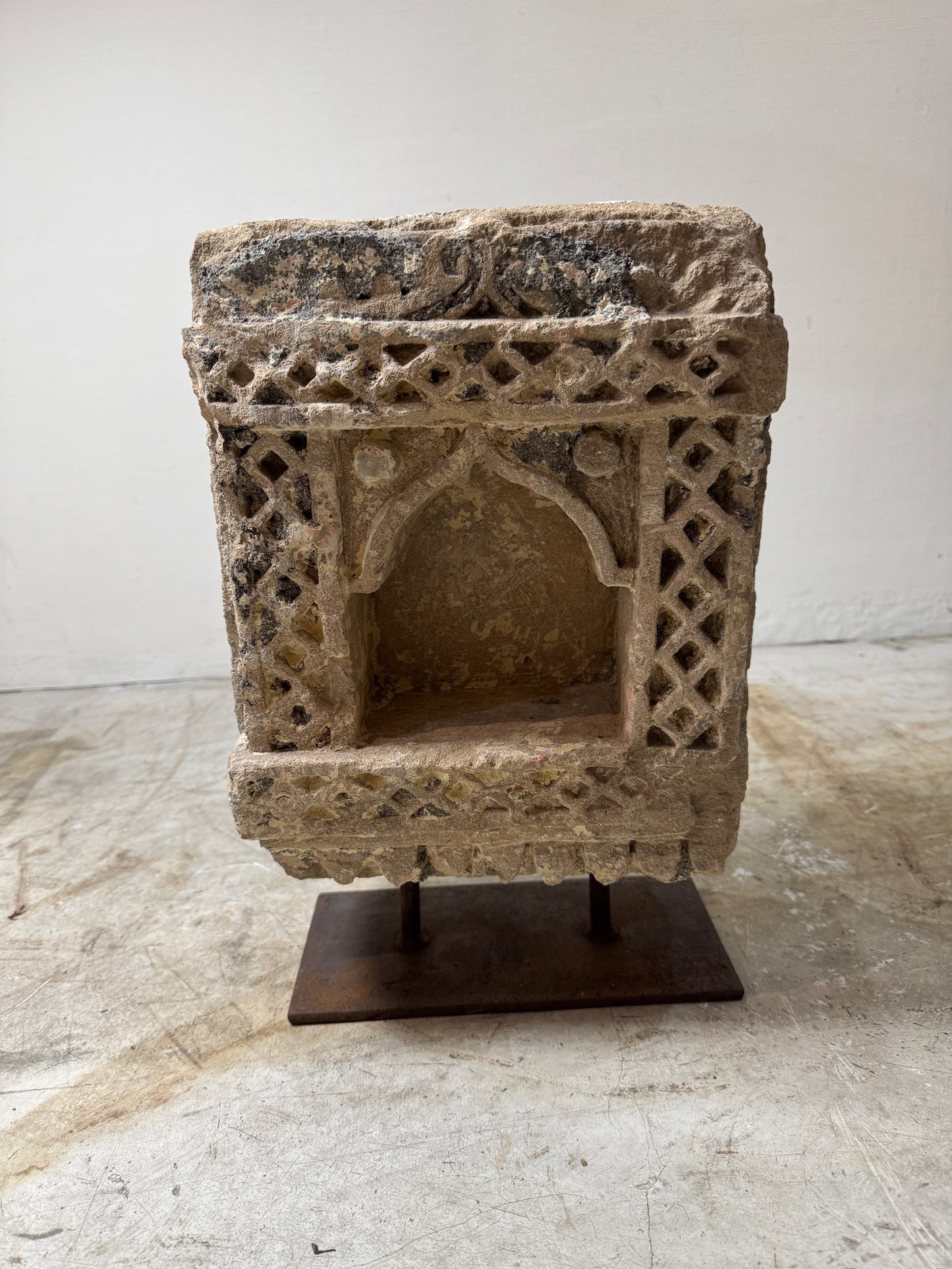 Trio of Antique Stone Wall Niches with Intricate Carvings