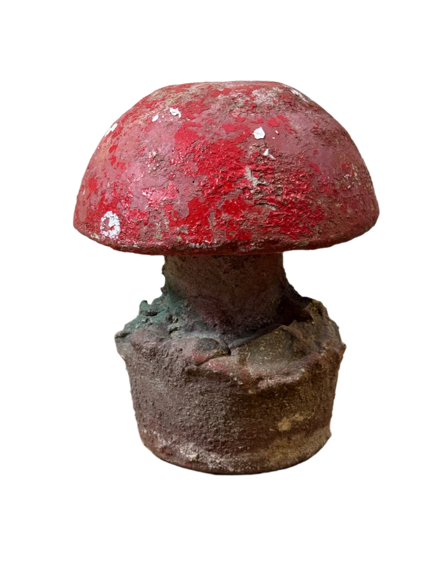 Vintage Cast Stone Garden Mushroom Ornament – Aged Patina